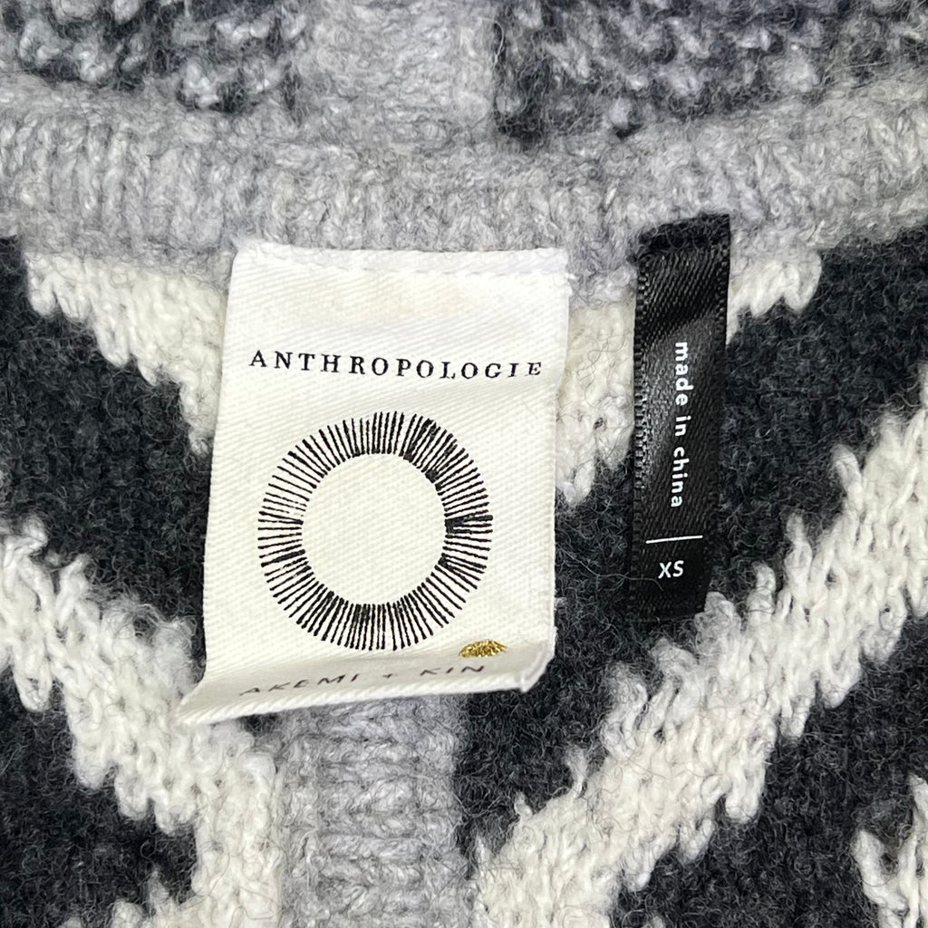 ANTHROPOLOGY Llama & Alpaca Knit Cardigan W/ Hood Women's Sz XS Grey
