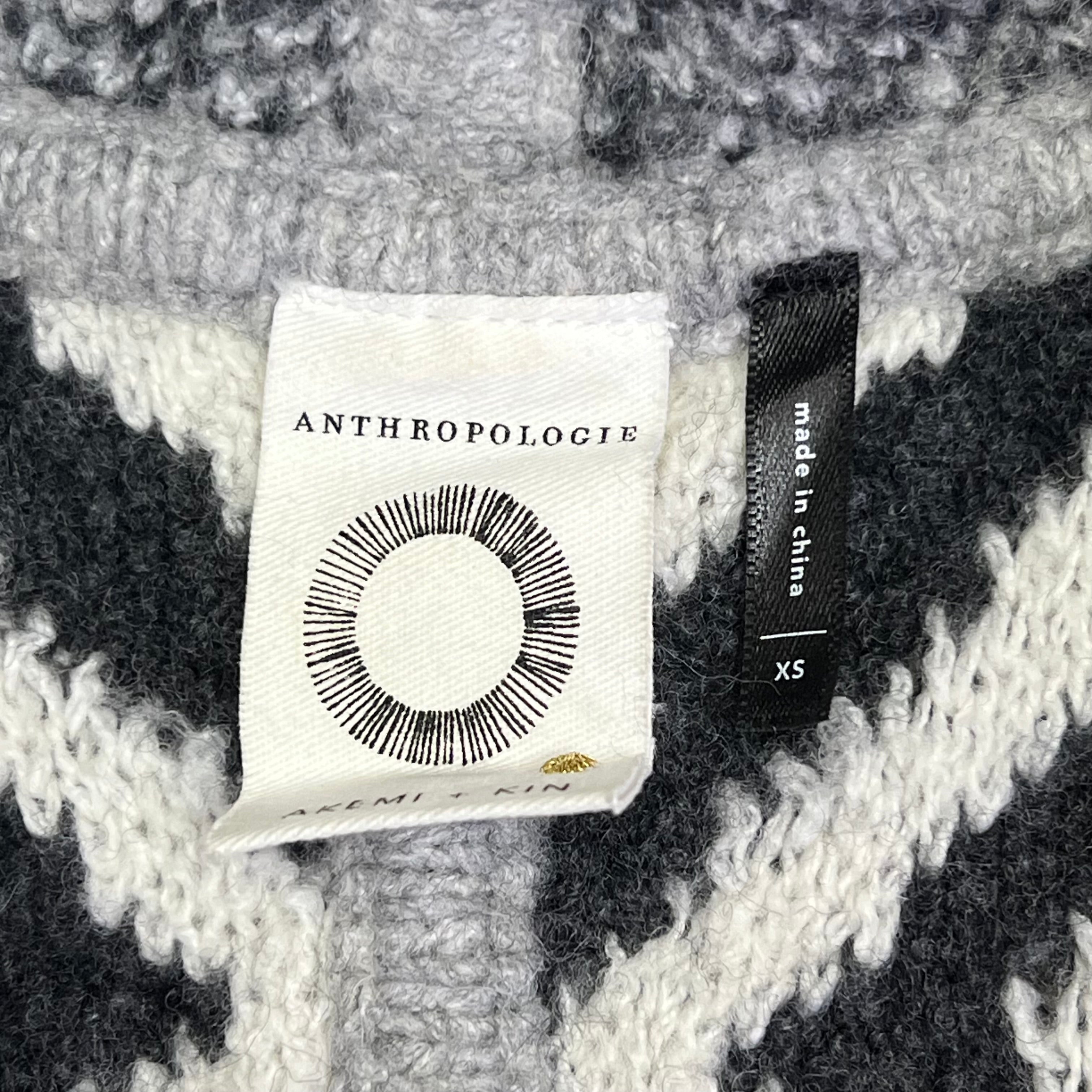 ANTHROPOLOGY Llama & Alpaca Knit Cardigan W/ Hood Women's Sz XS Grey