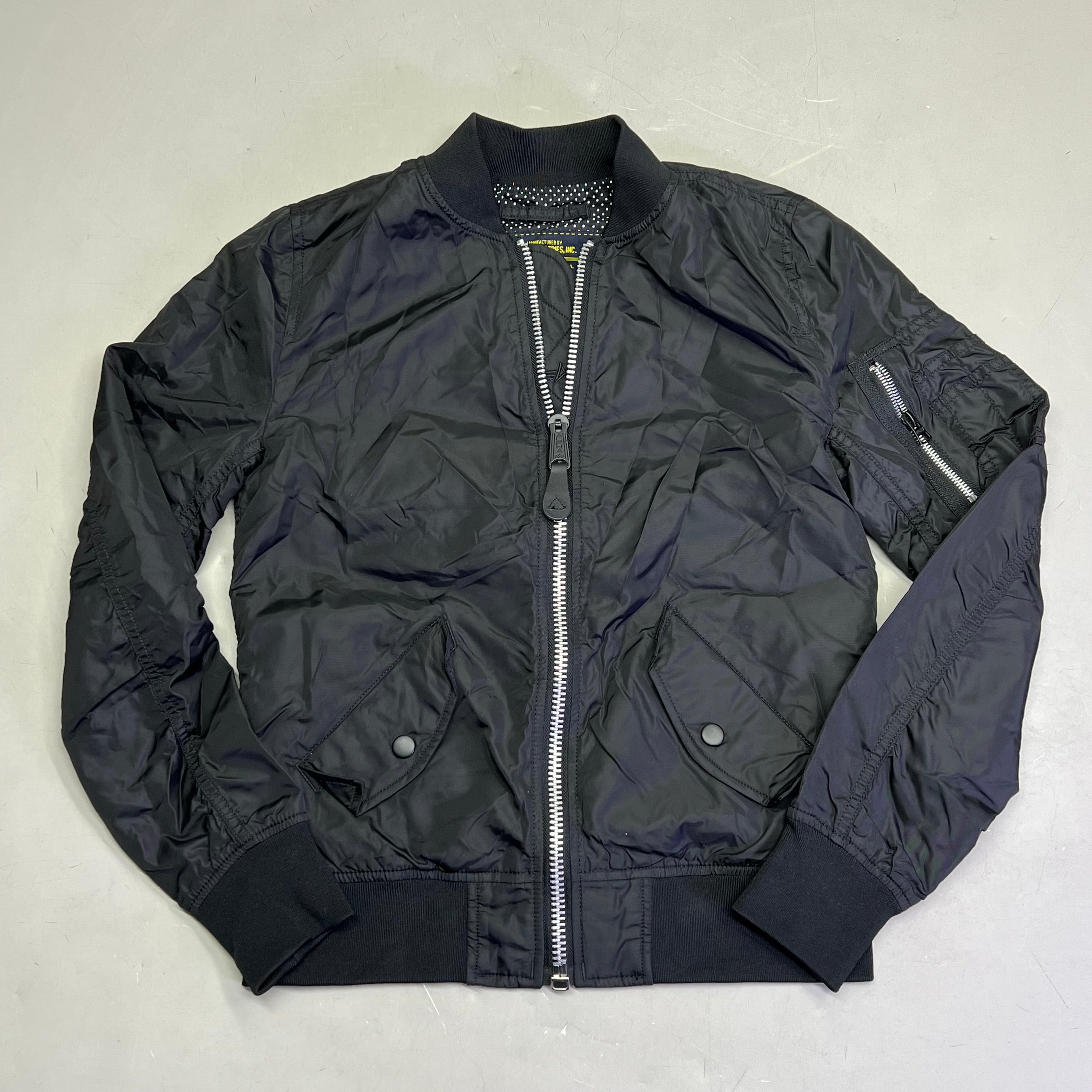 ALPHA INDUSTRIES  Bomber Jacket Orange Lined Unisex Sz XS Black (Pre-Owned)