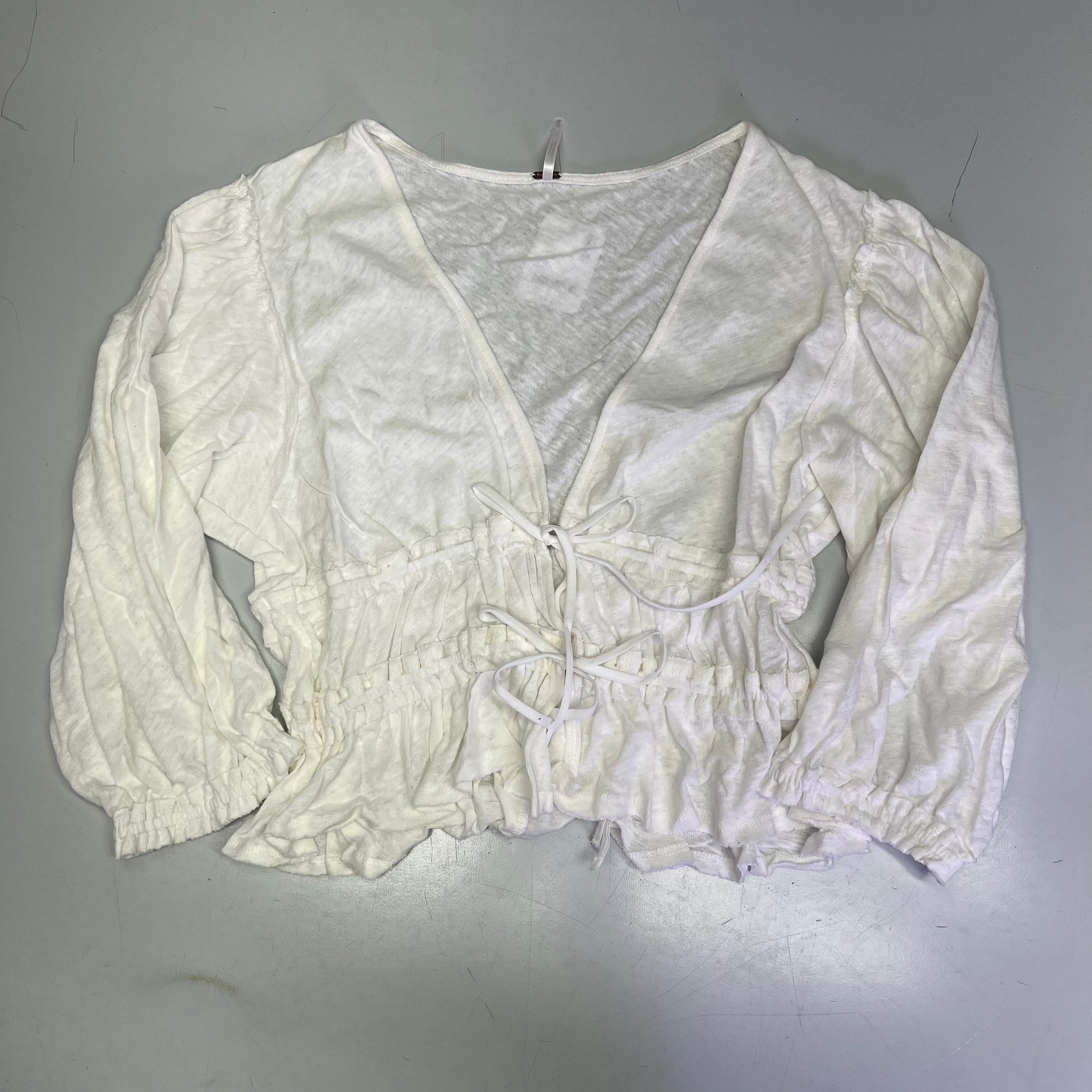 FREE PEOPLE Breezy Beachy Cotton Linen Let's Go Blouse Women's Sz XS Ivory