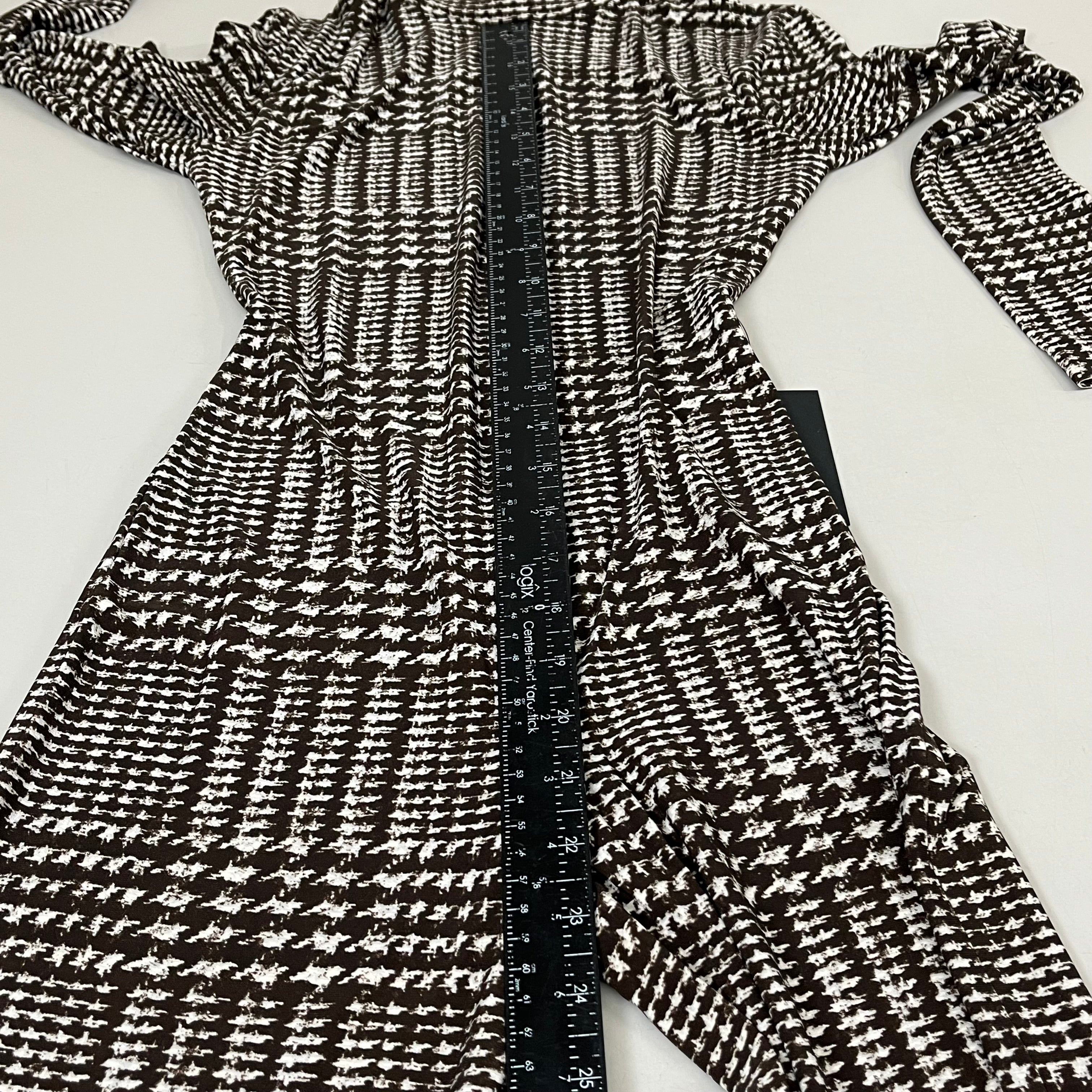 NORMA KAMALI Sleeve Open Back Catsuit Footsie Women's Sz XXS/32 Chocolate Plaid