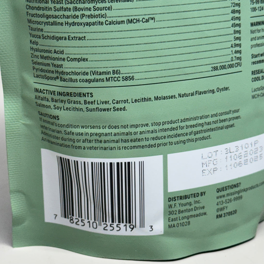 THE MISSING LINK (10 PACK, 1 lb EACH) Hip & Joint Powder Dog Supplement BB 11/25
