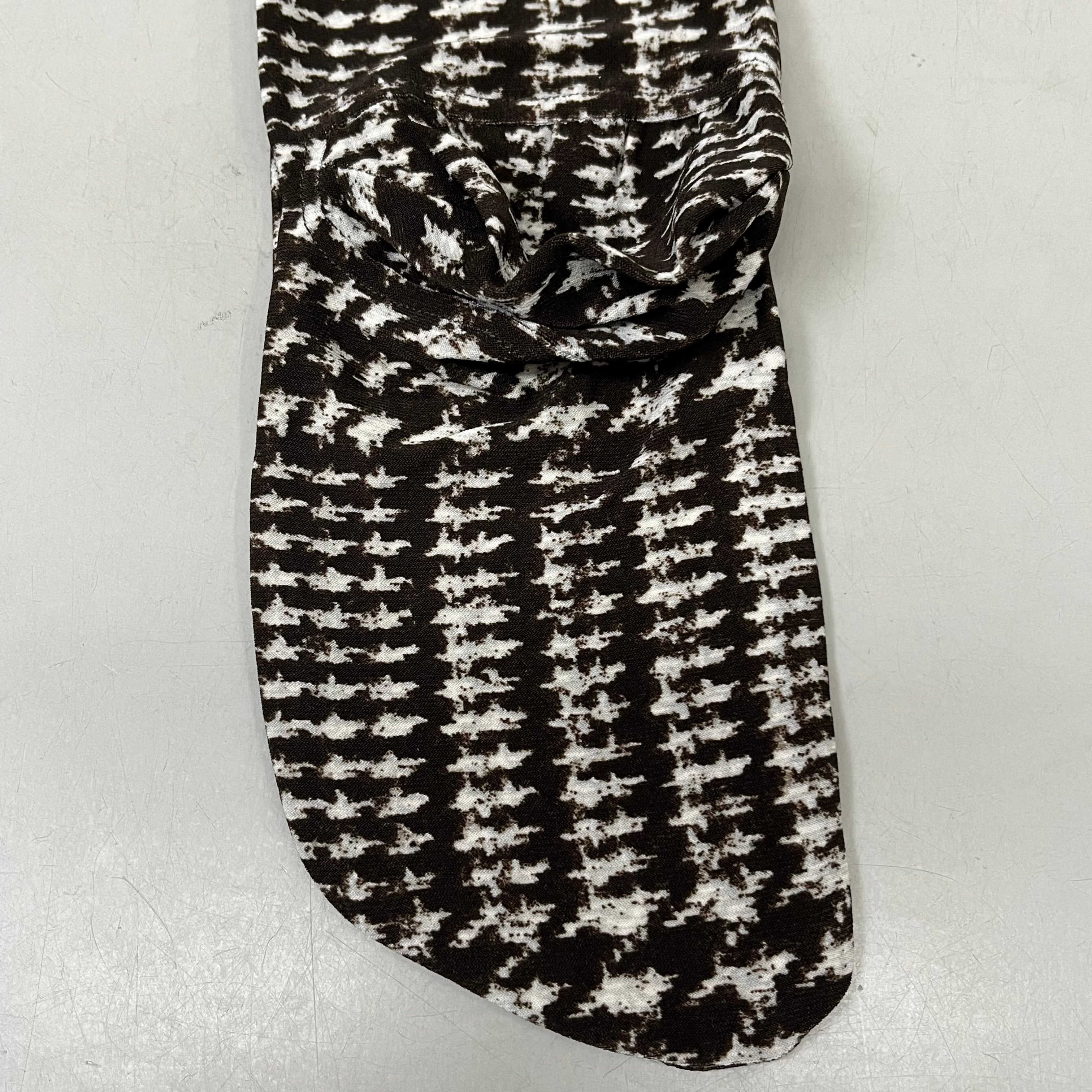 NORMA KAMALI Sleeve Open Back Catsuit Footsie Women's Sz S/36 Chocolate Plaid