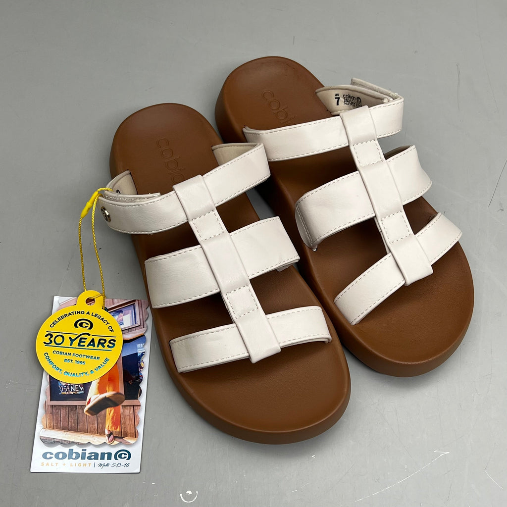 COBIAN Amalfi Synthetic Leather W/ Microfiber Lining Sandals Women's Sz 6, 35.5 EU Cream AMA25-110-6