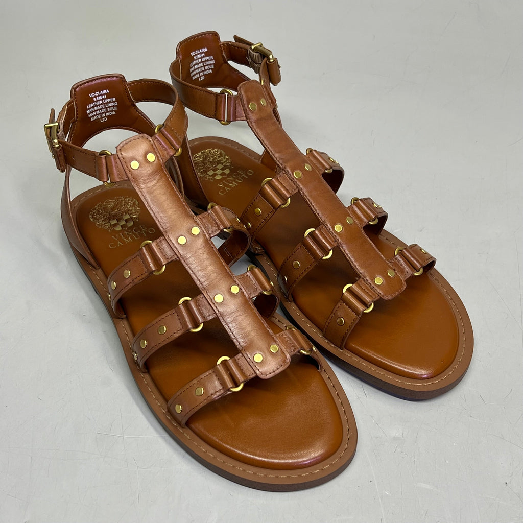 VINCE CAMUTO Leather Studded Gladiator Sandals Women's Sz 9M Caramelo VC-Claira