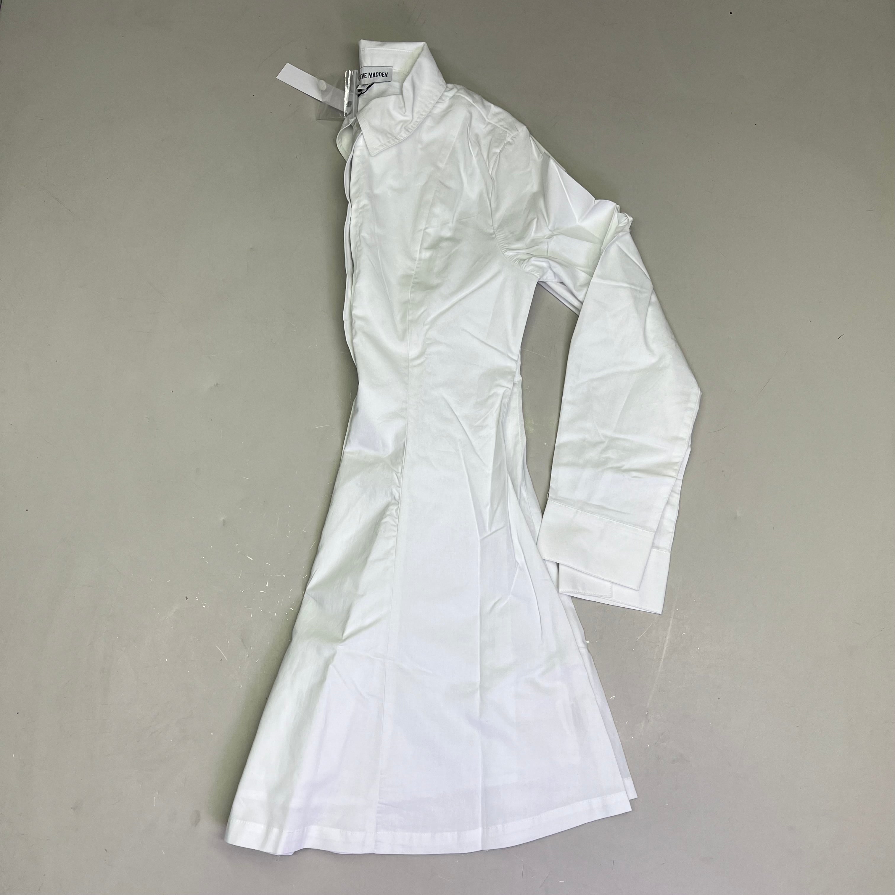STEVE MADDEN Fit & Flare Shirt Dress Long Sleeve Button Cuff Women's Sz S Cloud