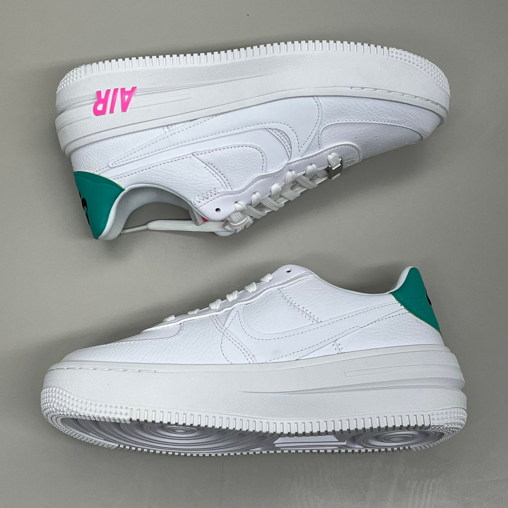 NIKE Air Force 1 PLT.AF.ORM Tapered Toe Shoes Sz Women's 8.5 White/Pink/Blue FN7180-100
