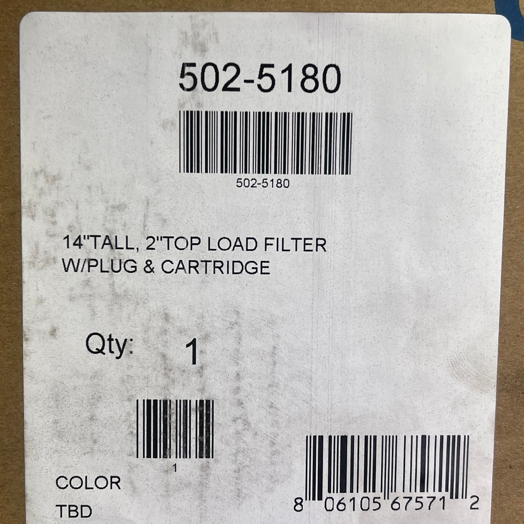 WATERWAY 2" Top Load Filter W/ Cartridge & Plug For Pool 35 Sq ft 502-5180