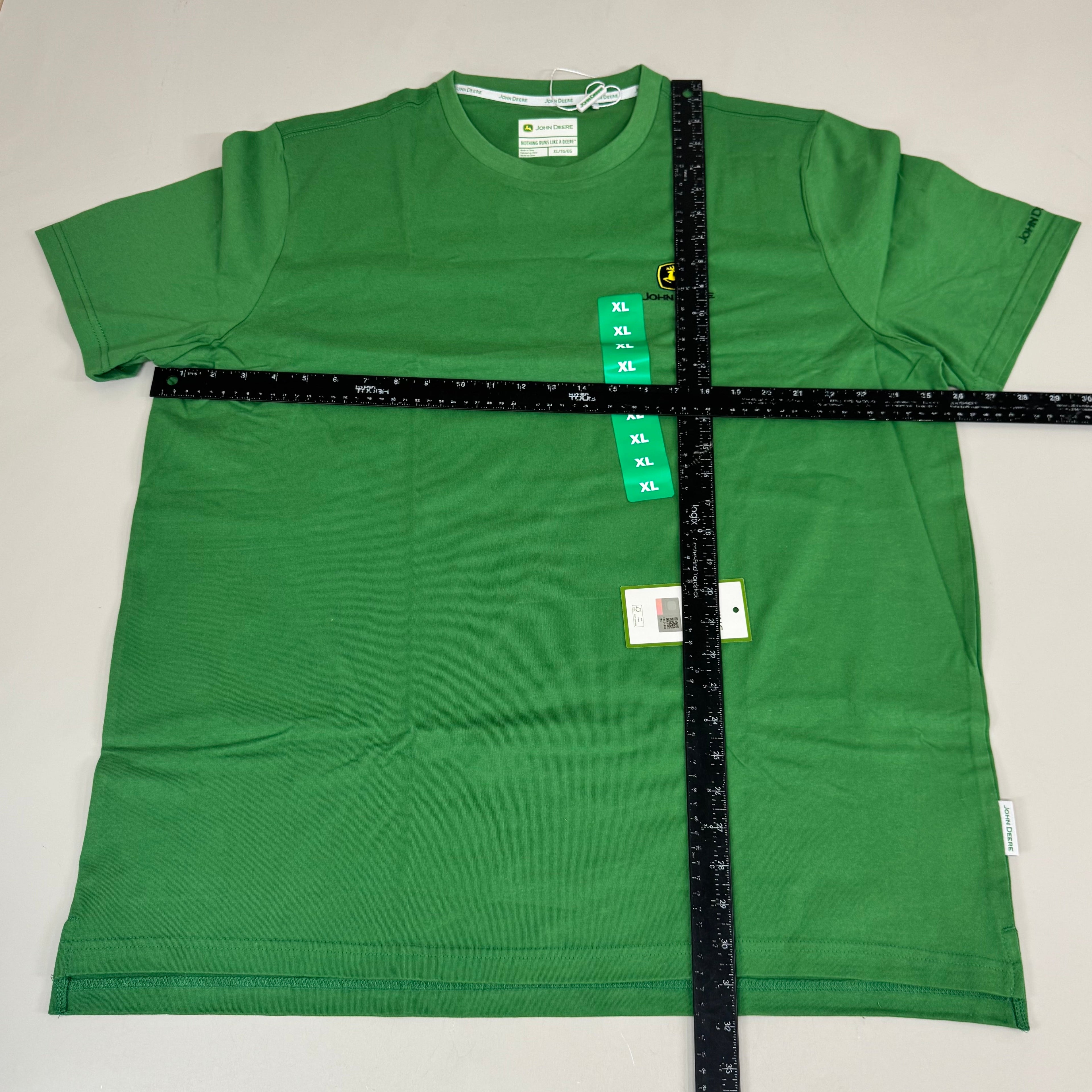 JOHN DEERE Embroidered Logo Short Sleeve Tee Shirt Men's Sz XL Green 1896842