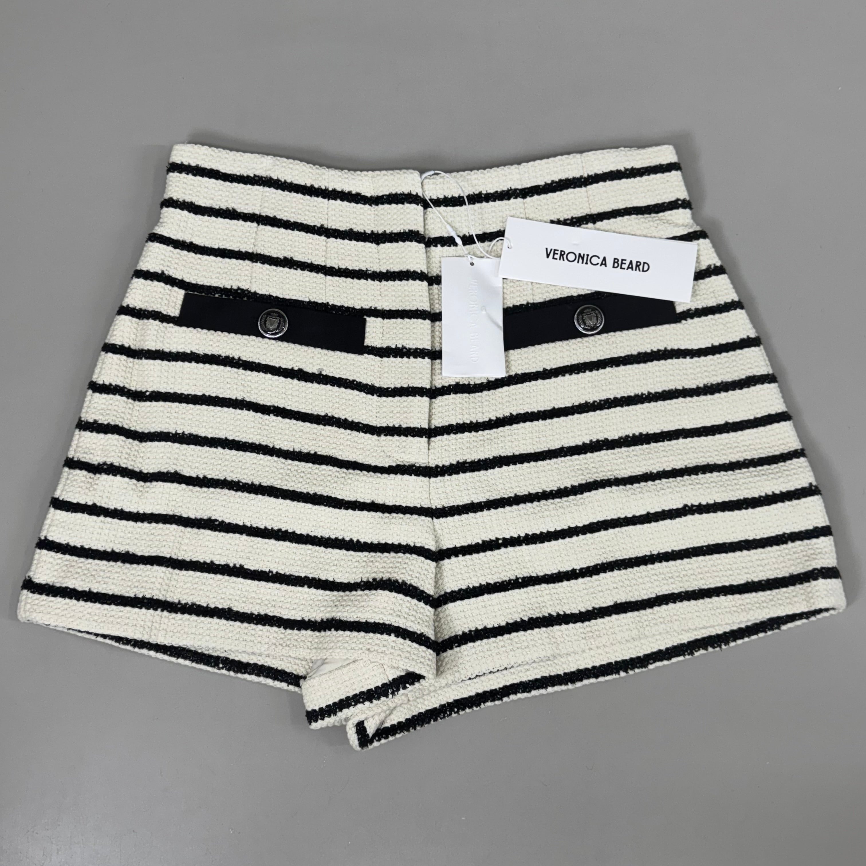 VERONICA BEARD Women's Gershwin Short Sz-8 Ivory/Black 2406TW7480258