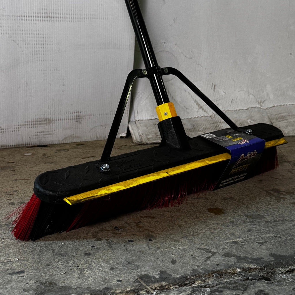 QUICKIE Jobsite Broom Soft/Stiff Combo 24" X 63" Red & Black 635SU