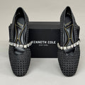 KENNETH COLE New York Zeta Raffia Jewel Jane Flat Women's Sz 10 Black KL25ZMJ01