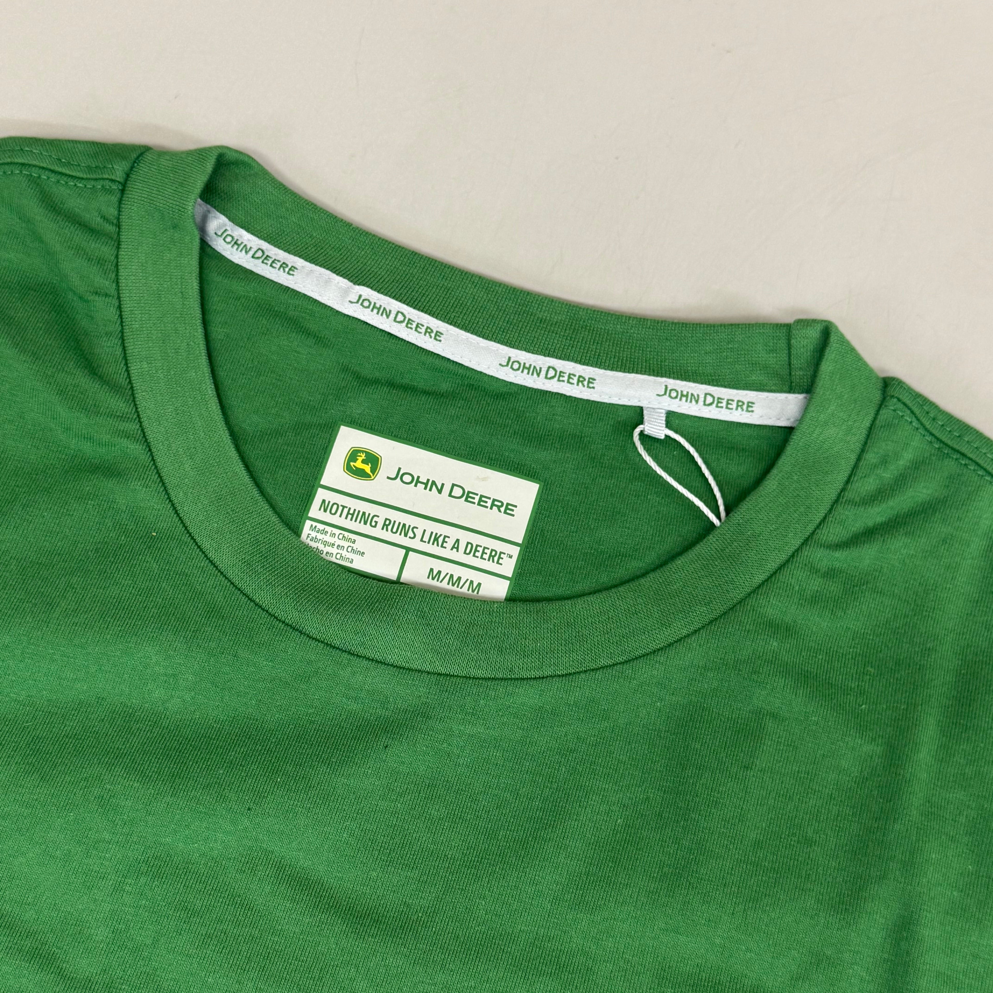 JOHN DEERE Embroidered Logo Short Sleeve Tee Shirt Men's Sz M Green 1896842