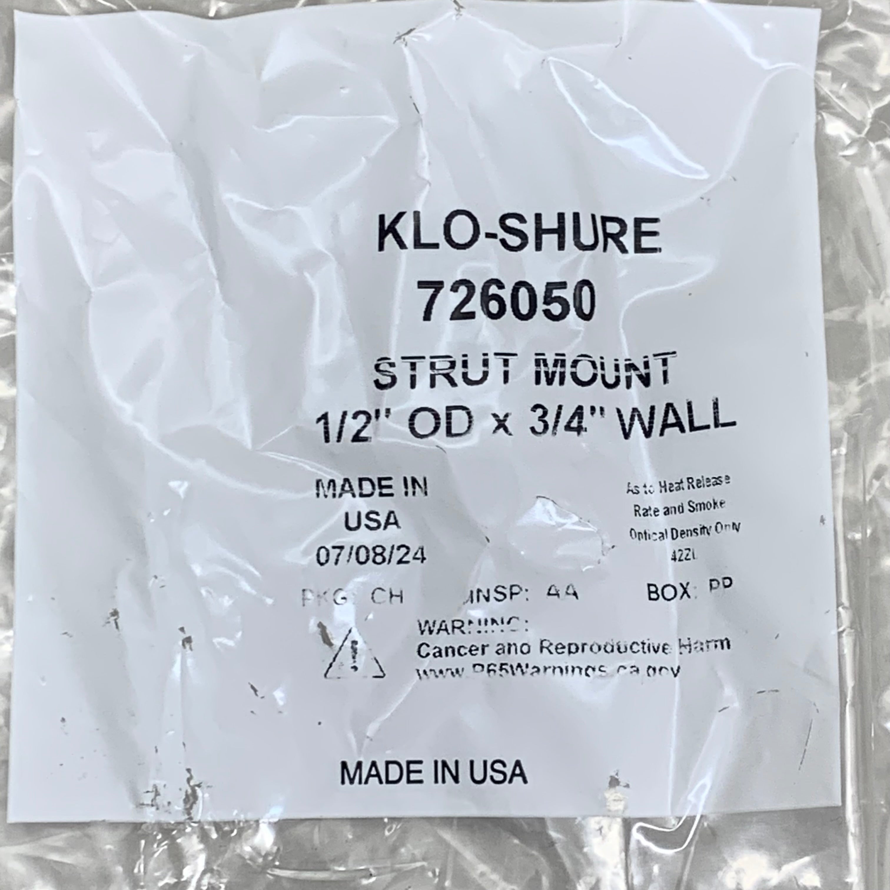KLO-SHURE (10 Pack) Insulation Strut Mount Clamp 1/2" OD x 3/4" Wall Galv 726050
