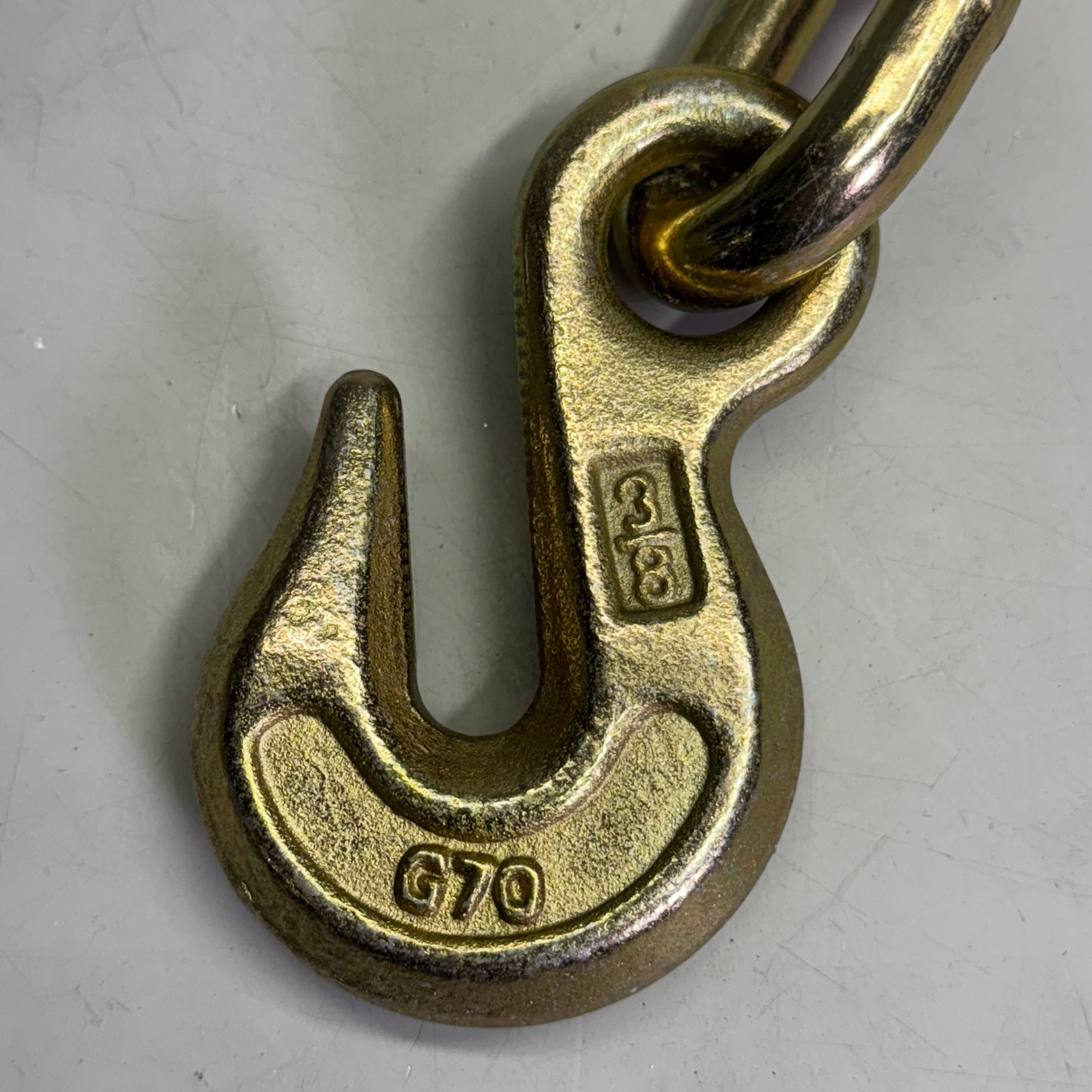 FORGED G70 Transport Chain With Clevis Hooks 3.5" X 2", Golden
