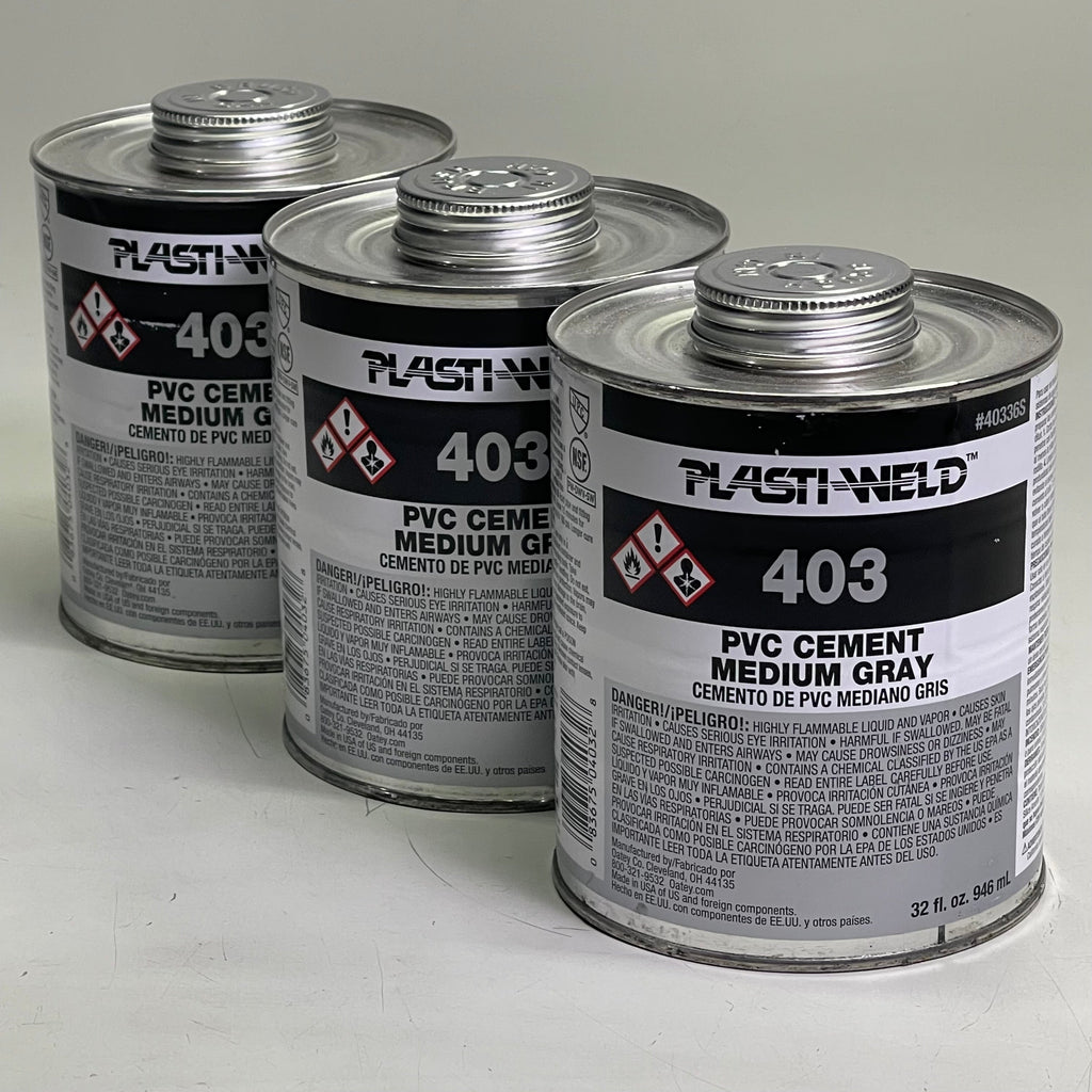 PLASTI-WELD (3 PACK) 403 PVC Cement Medium Gray 32 fl oz G40336S