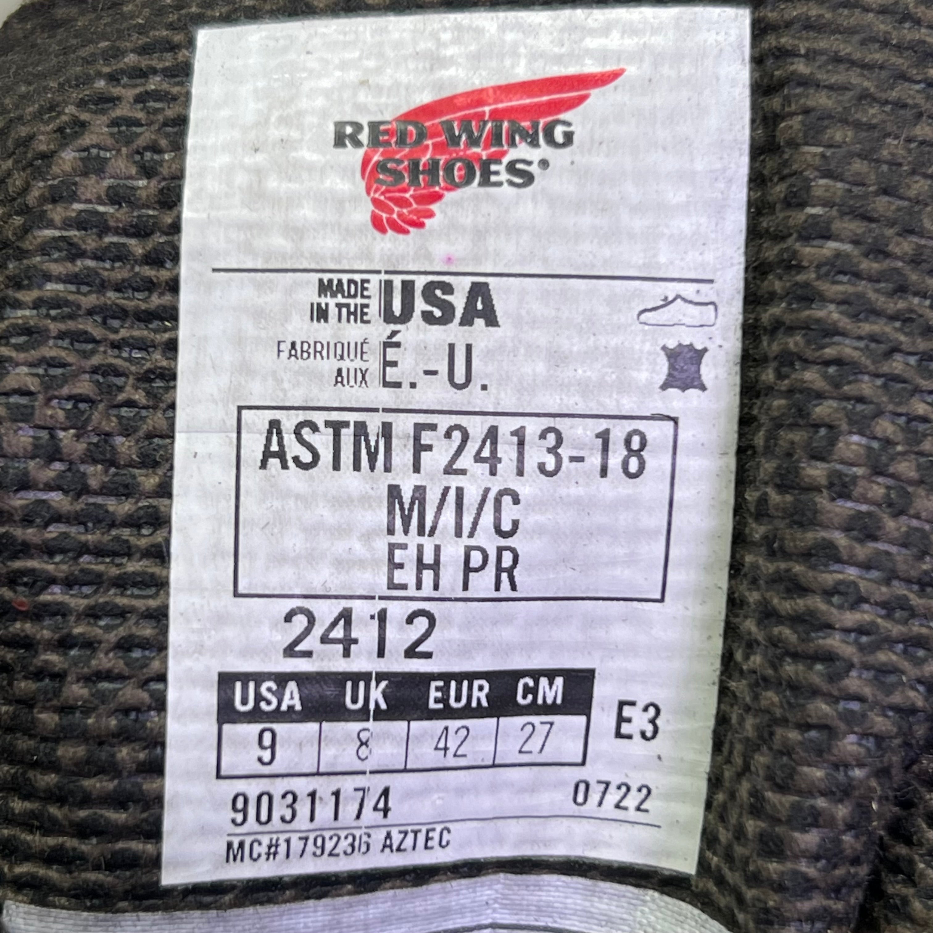 RED WING SHOES Men's Sz 9 Insulated, Waterproof CSA Safety Toe Boot, Brown 2412 (New Other, Dirty Box)