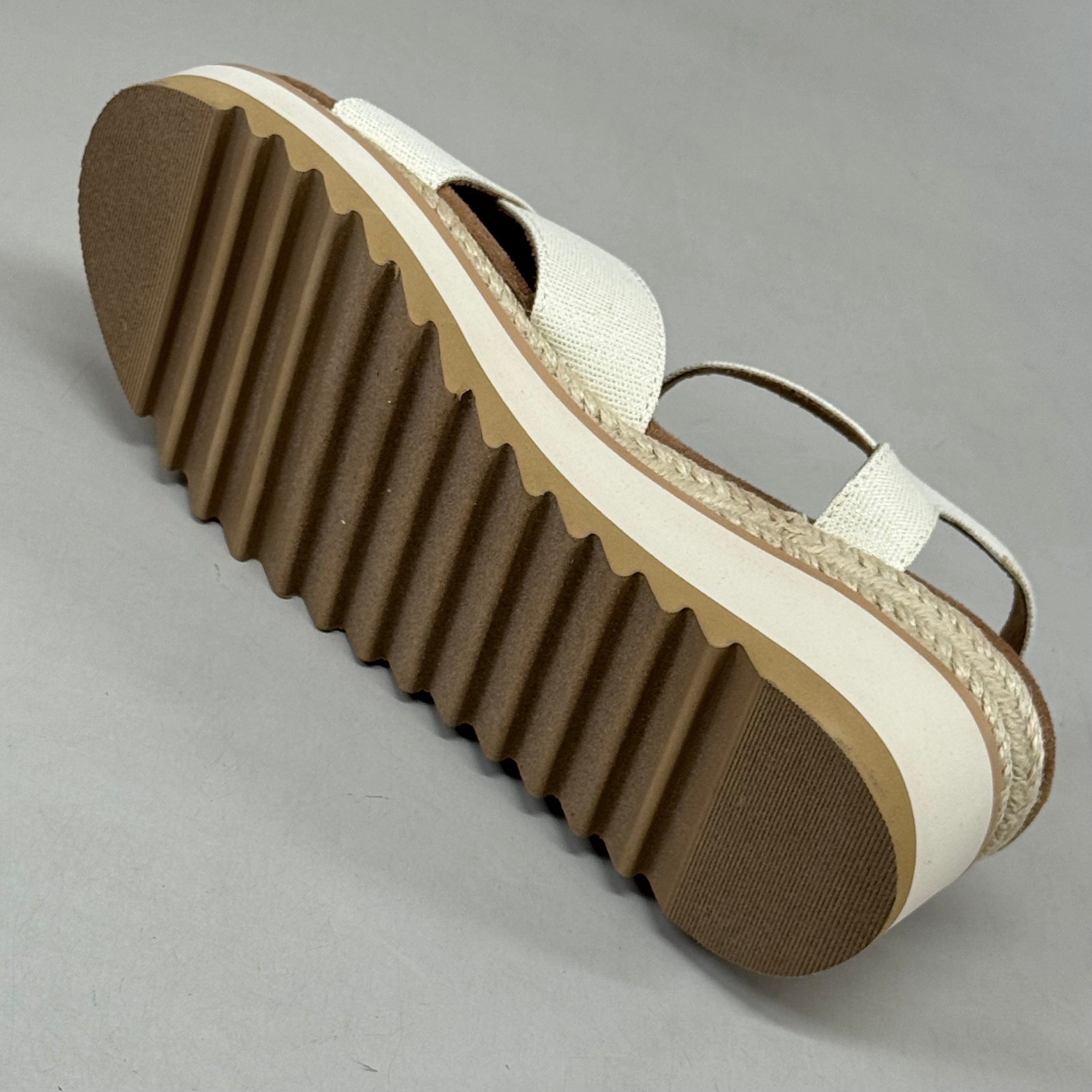 TOM'S Noelani Platform Wedge Sandals Women's Sz 8 EU38.5 Natural/Gold  10022418