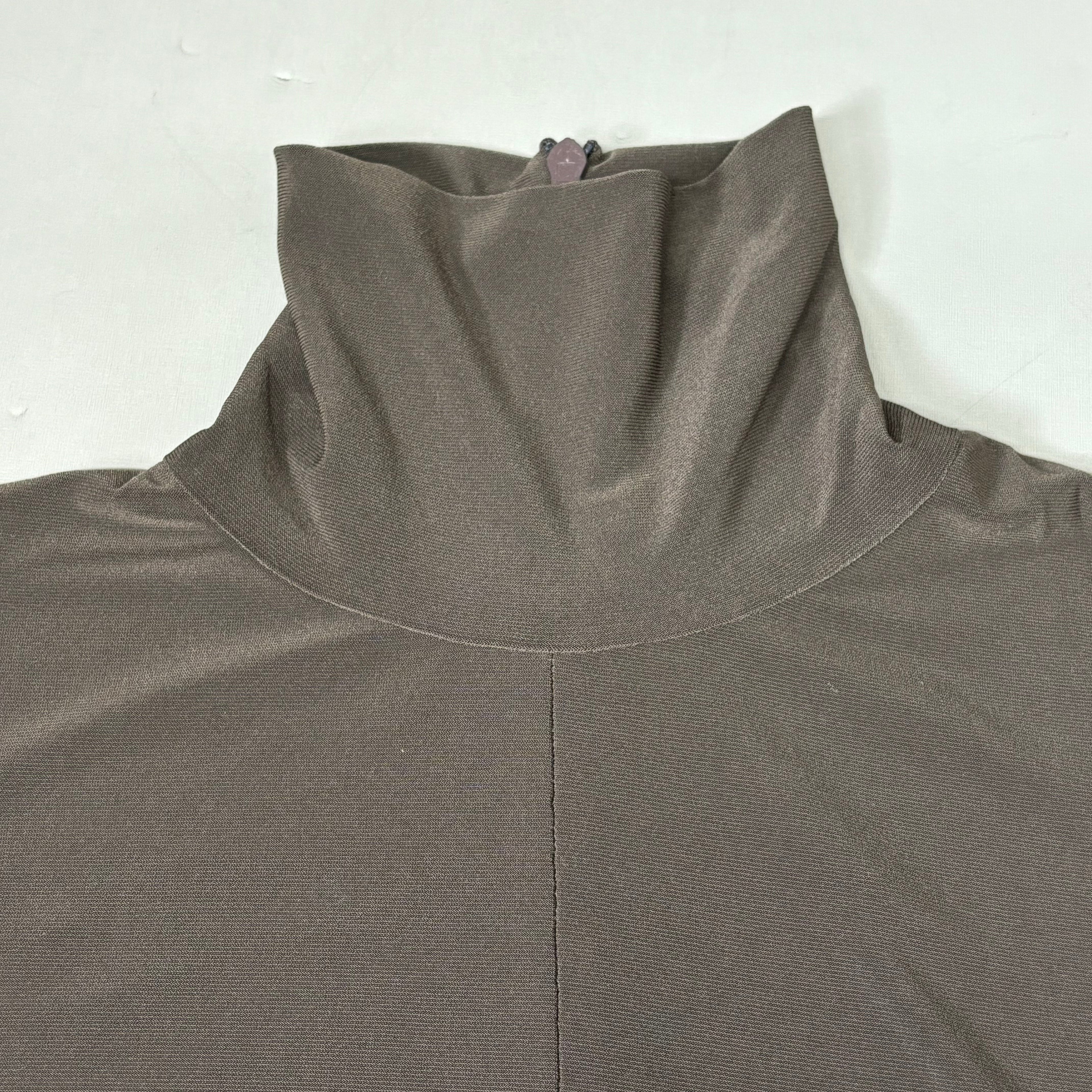 NORMA KAMALI Slim Fit Turtleneck Catsuit w/ Footsie Women's Sz S/36 Chocolate