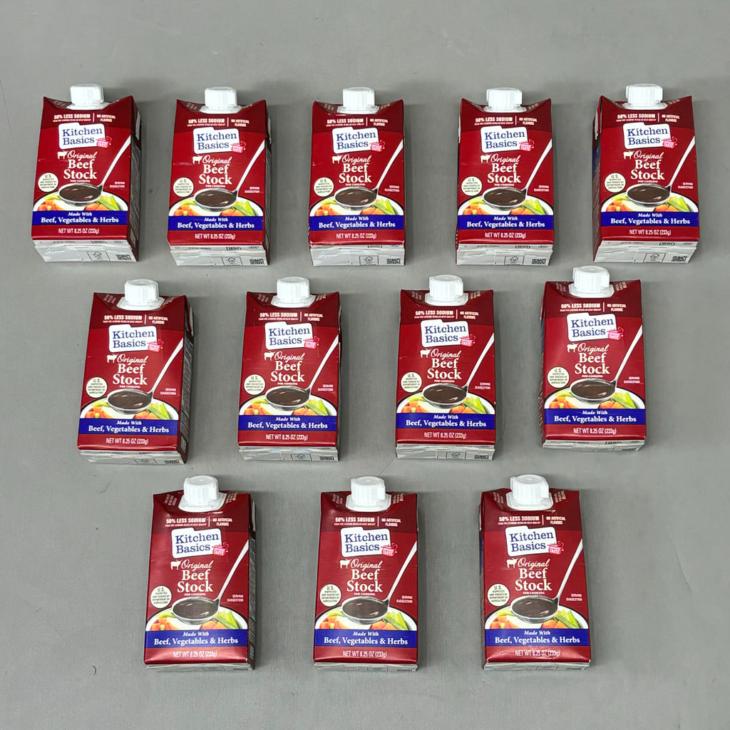 KITCHEN BASICS (12 PACK) Original Beef Stock 50% Less Sodium 8.25fl oz BB 02/26