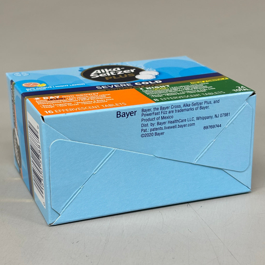 ZA@ ALKA-SELTSER PLUS (2 PACK, 24 TABLETS EACH) Severe Cold 16 Day + 8 Night Tabs BB 03/26 H