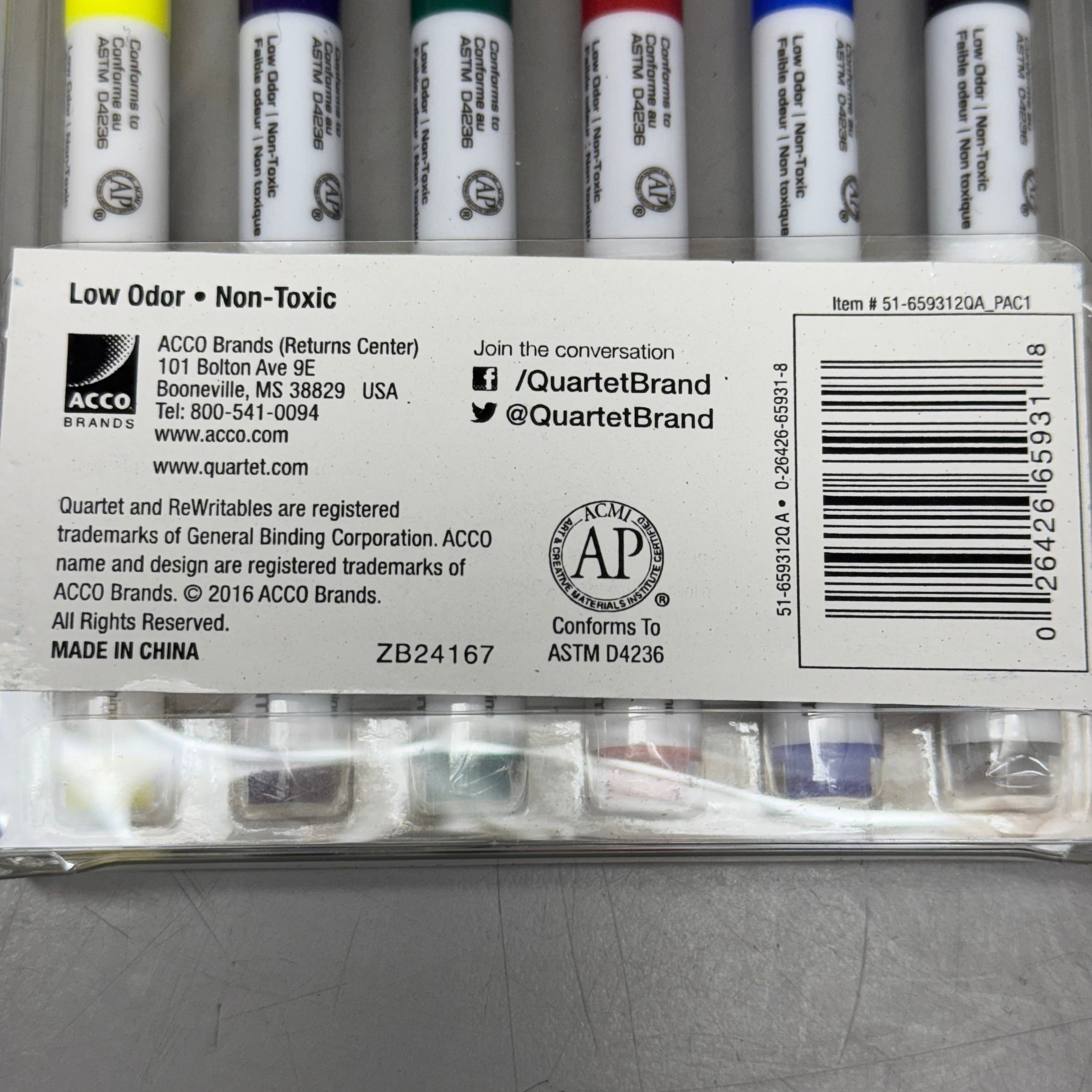 QUARTET (2 PACKS of 6 MARKERS Each) Mini Dry-Erase Markers w/ Eraser & Magnet