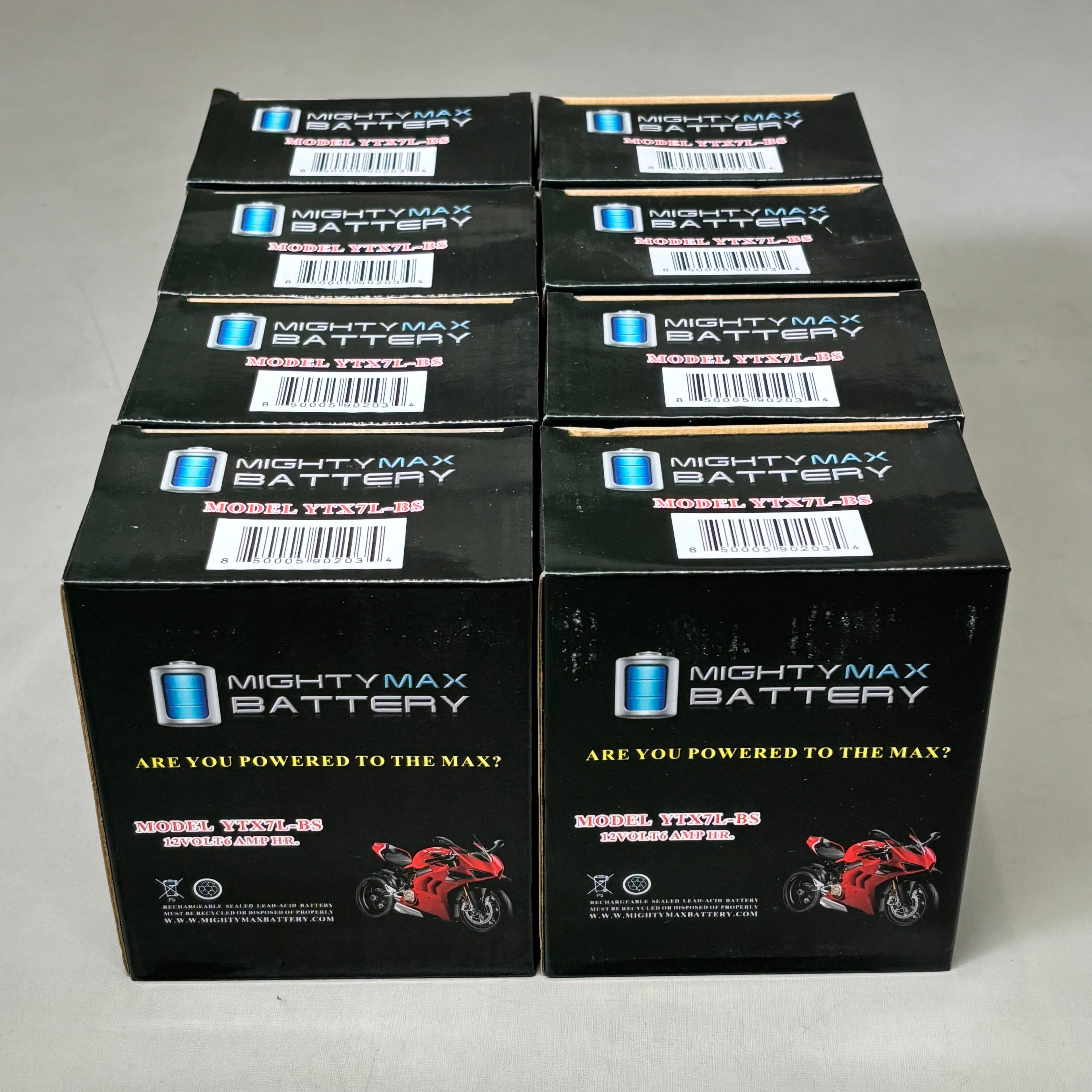MIGHTYMAX BATTERY (8 PACK) Sealed Lead-Acid Rechargeable Battery 12V 6Ah YTX7L-BS