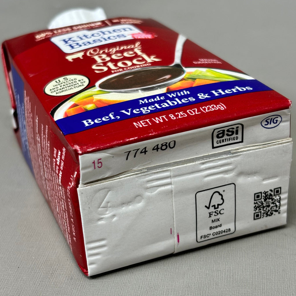 KITCHEN BASICS (12 PACK) Original Beef Stock 50% Less Sodium 8.25fl oz BB 02/26