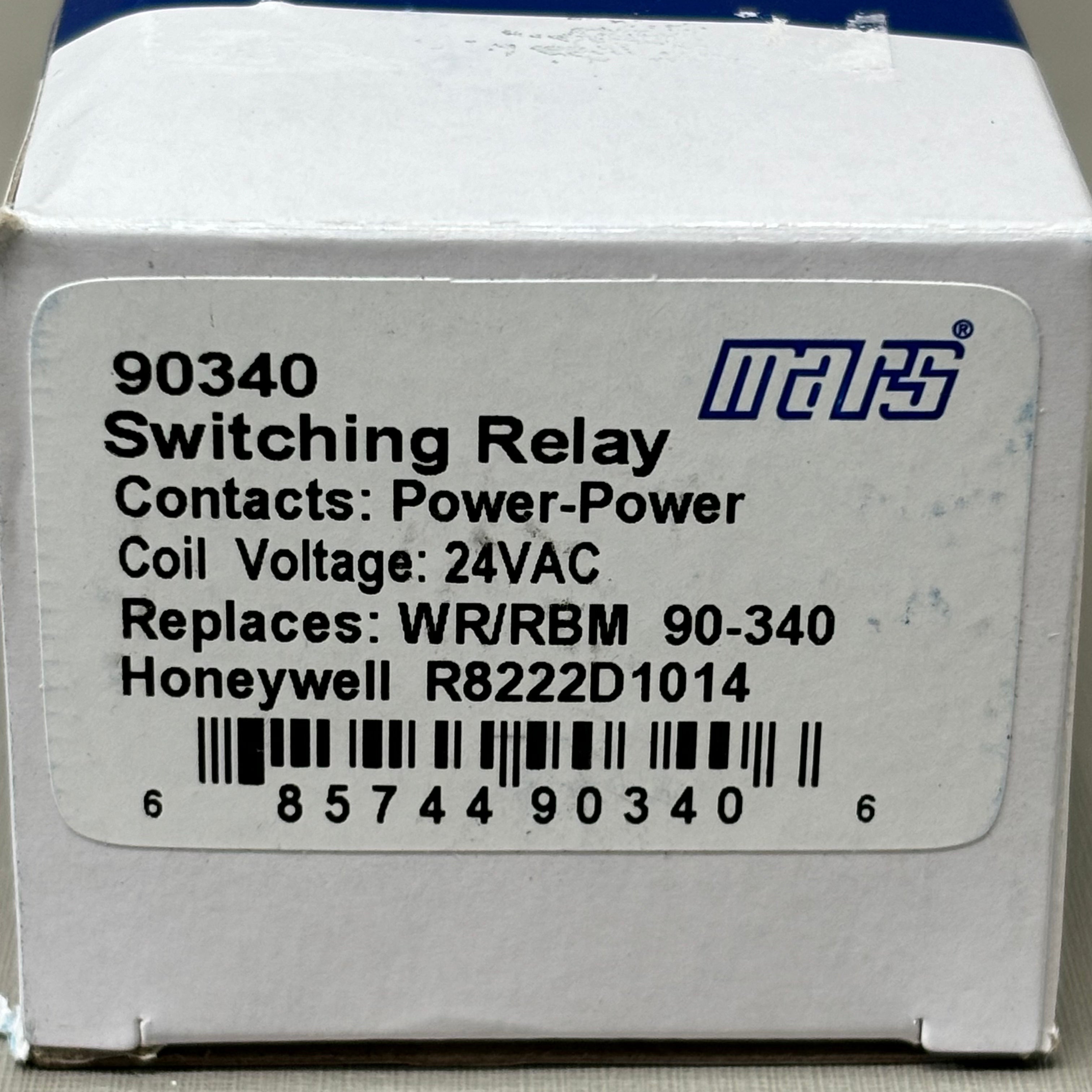 MARS Switching Relay Coil Voltage 24 VAC Replaces WR/RBM 90-340 50/60 Hz 90340