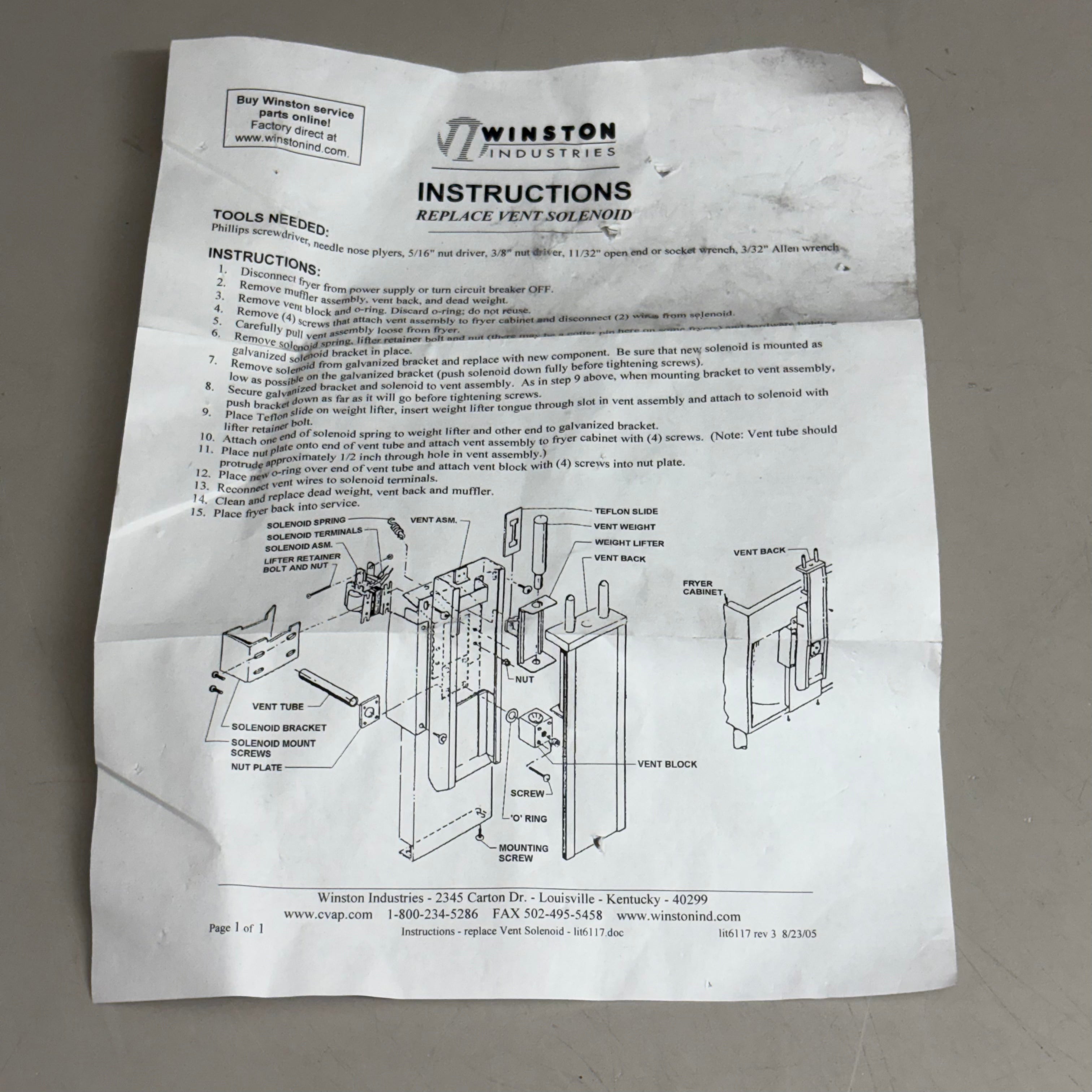 WINSTON Solenoid Vent 220V, 50HZ PS2734