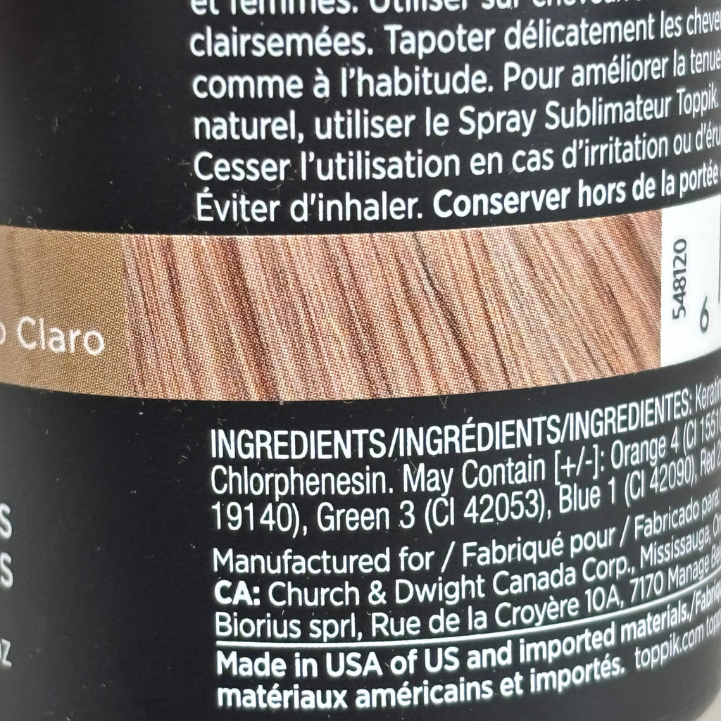 TOPPIK Safe & Natural Hair Building Fibers All Hair Types 0.42 oz Light Brown 548120