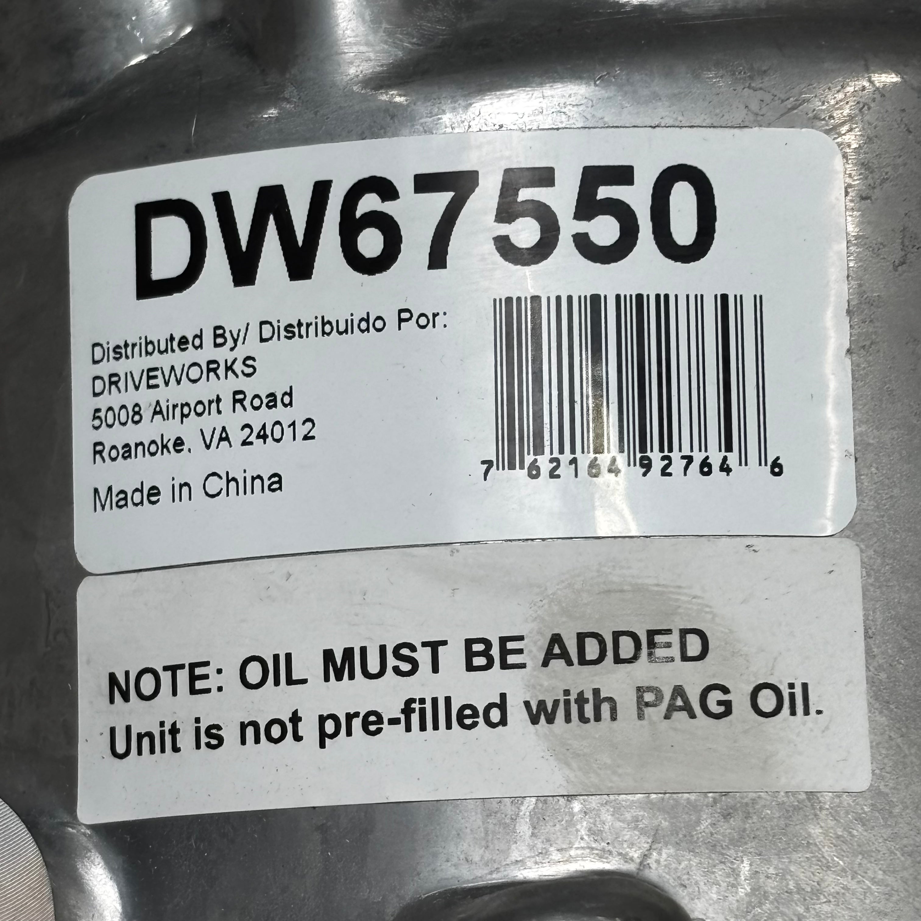 DRIVE WORKS A/C Compressor DW67550 (Remanufactured)