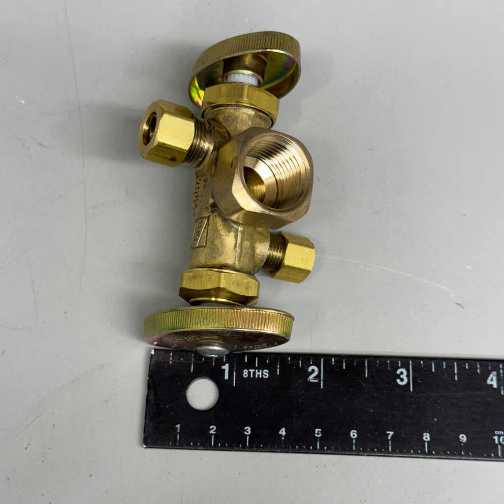 BRASSCRAFT Dual Shut-off Outlet Valve 1/2" FIP INLET X 3/8" OD & 1/4" OD COMP OUTLETS Gold R1700DVX R