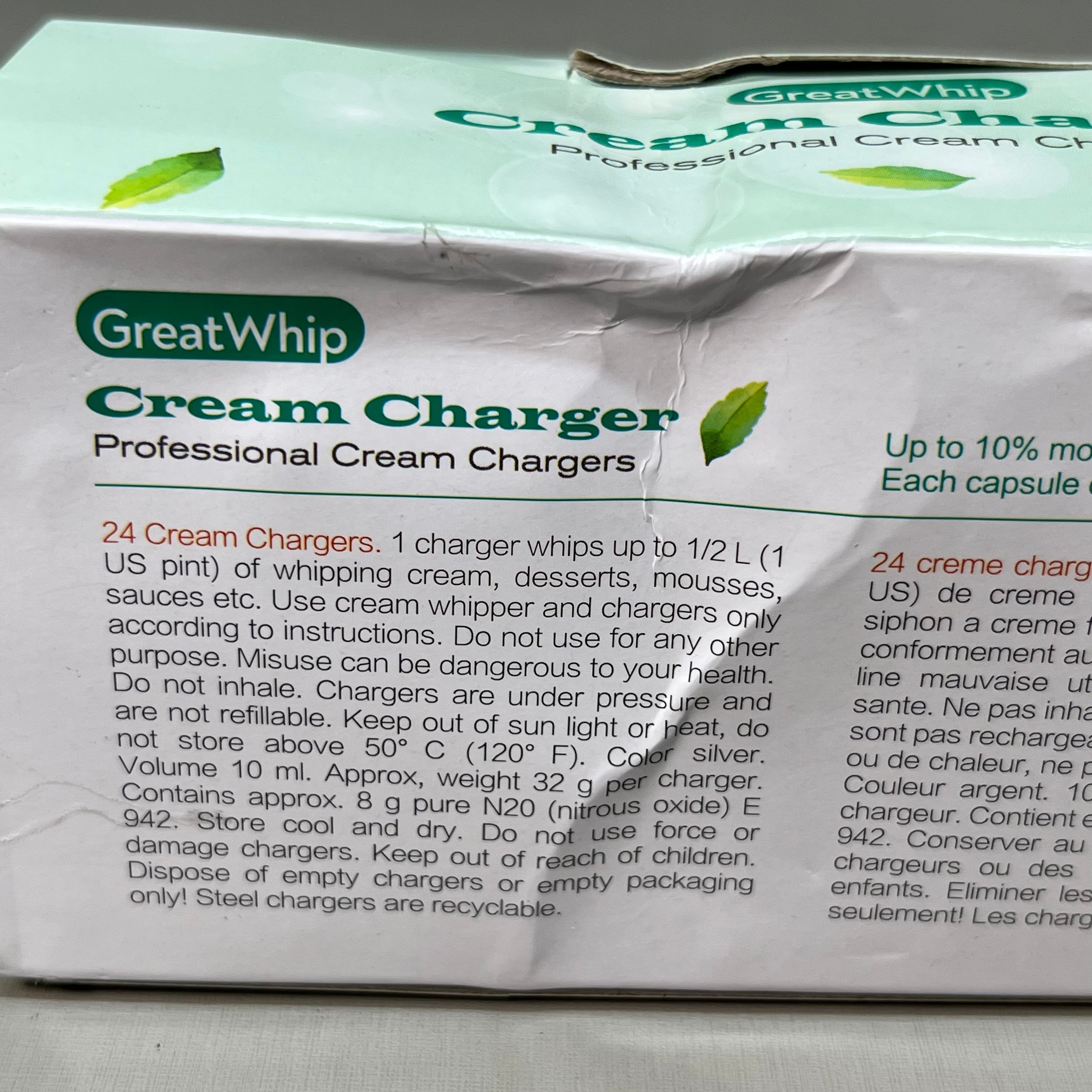 ZA@ GREATWHIP Mint Cream Chargers 24 Pack Best By 03-28-2026 (New) B