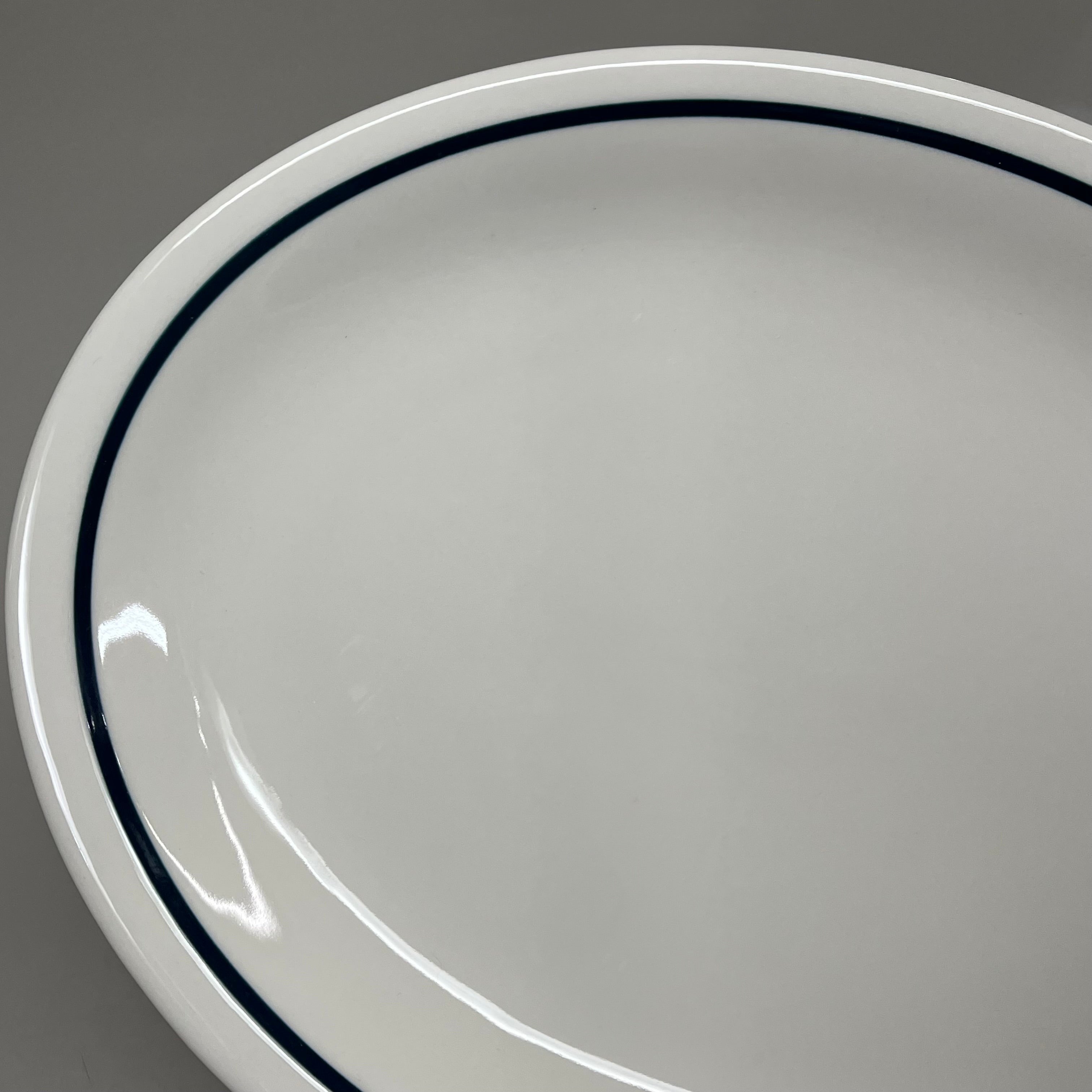 TUXTON (12 PACK) Oval Platter China Eggshell White w/ Blue Band 11"-1/2" IHP-020