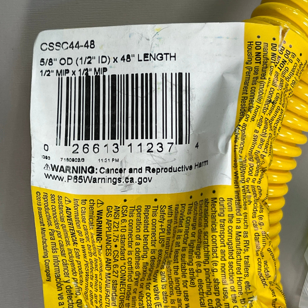 ELECTROLUX Gas Connector Kit 5/8" OD X 48" And 1/2"MIPX3/4"M 5304507914