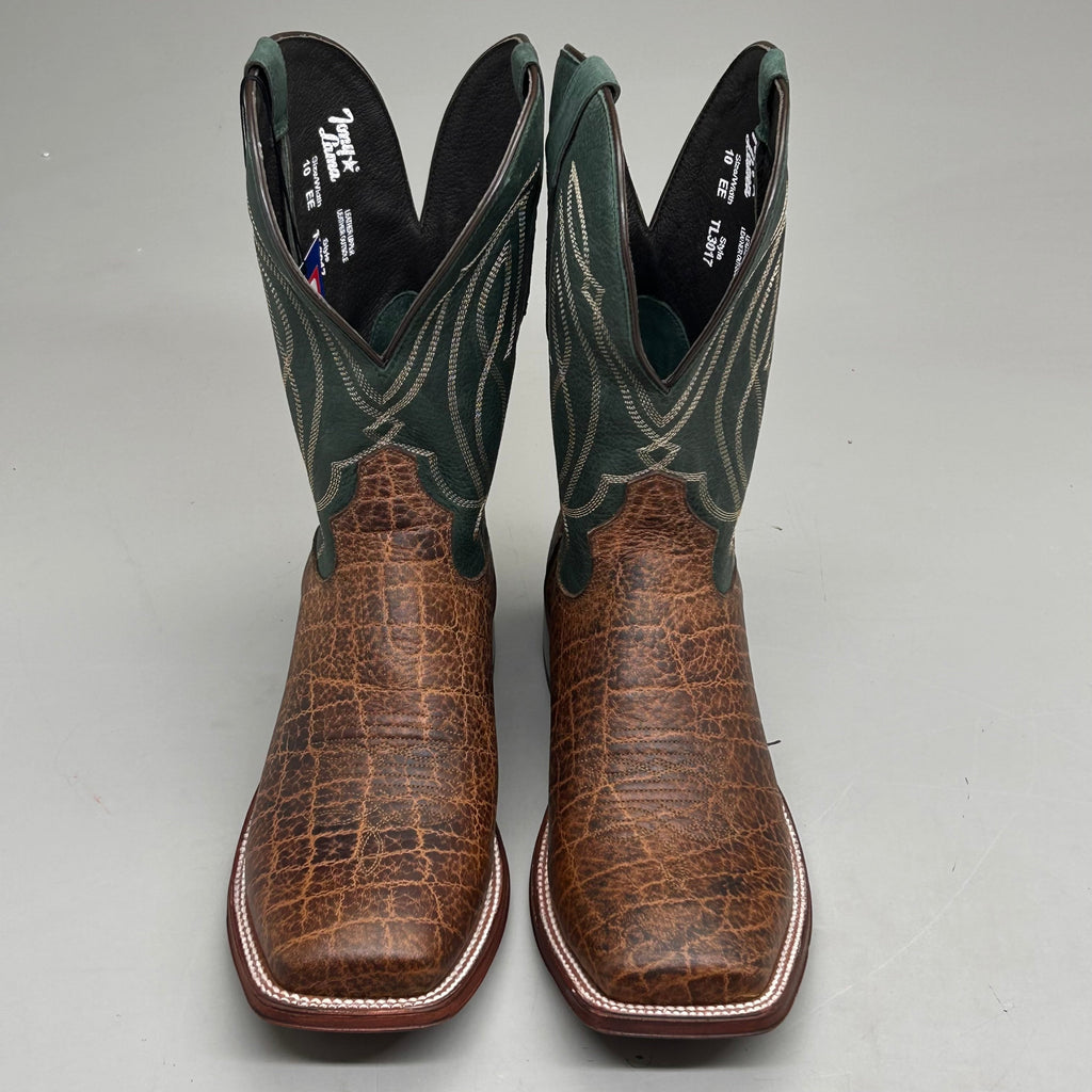 Tony Lama Tapadera Walnut Elephant Print Cowhide Style #TL317 Men's Size 10 EE
