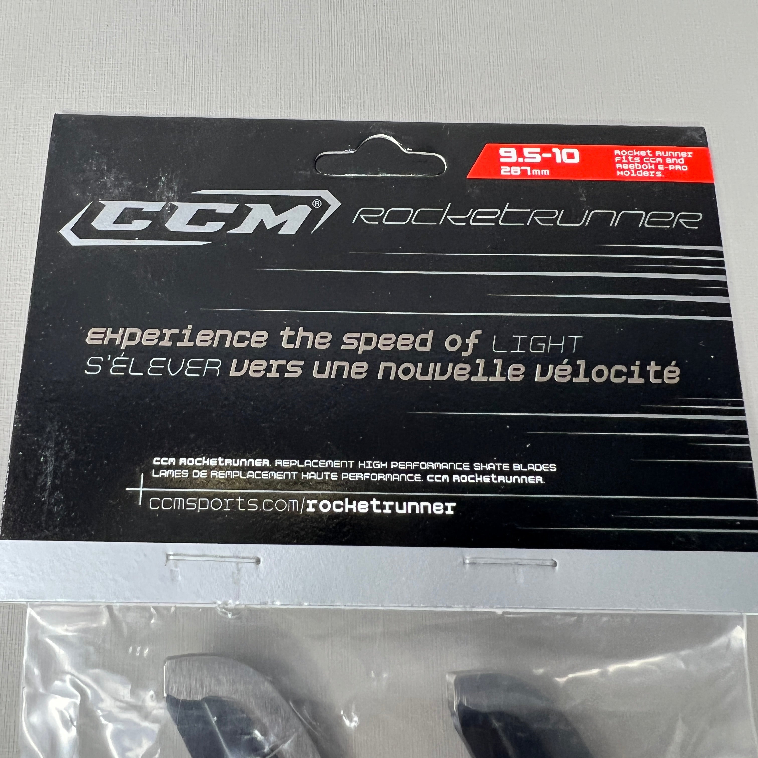 CCM RocketRunner Ice Skate 1 PAIR Stainless Steel Replacement Blades 9.5-10 287mm (New)