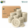 8 oz Cup Compostable Lids 500 Pcs, 100% Sugarcane Bagasse, Eco-Friendly, Plastic-Free, Secure Fit for Hot & Cold Drinks