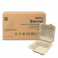6 Inch Compostable Square Clamshell Containers, 500 Pcs, 100% Sugarcane Bagasse, Microwave Safe, BPA-Free, Eco-Friendly Takeout Boxes
