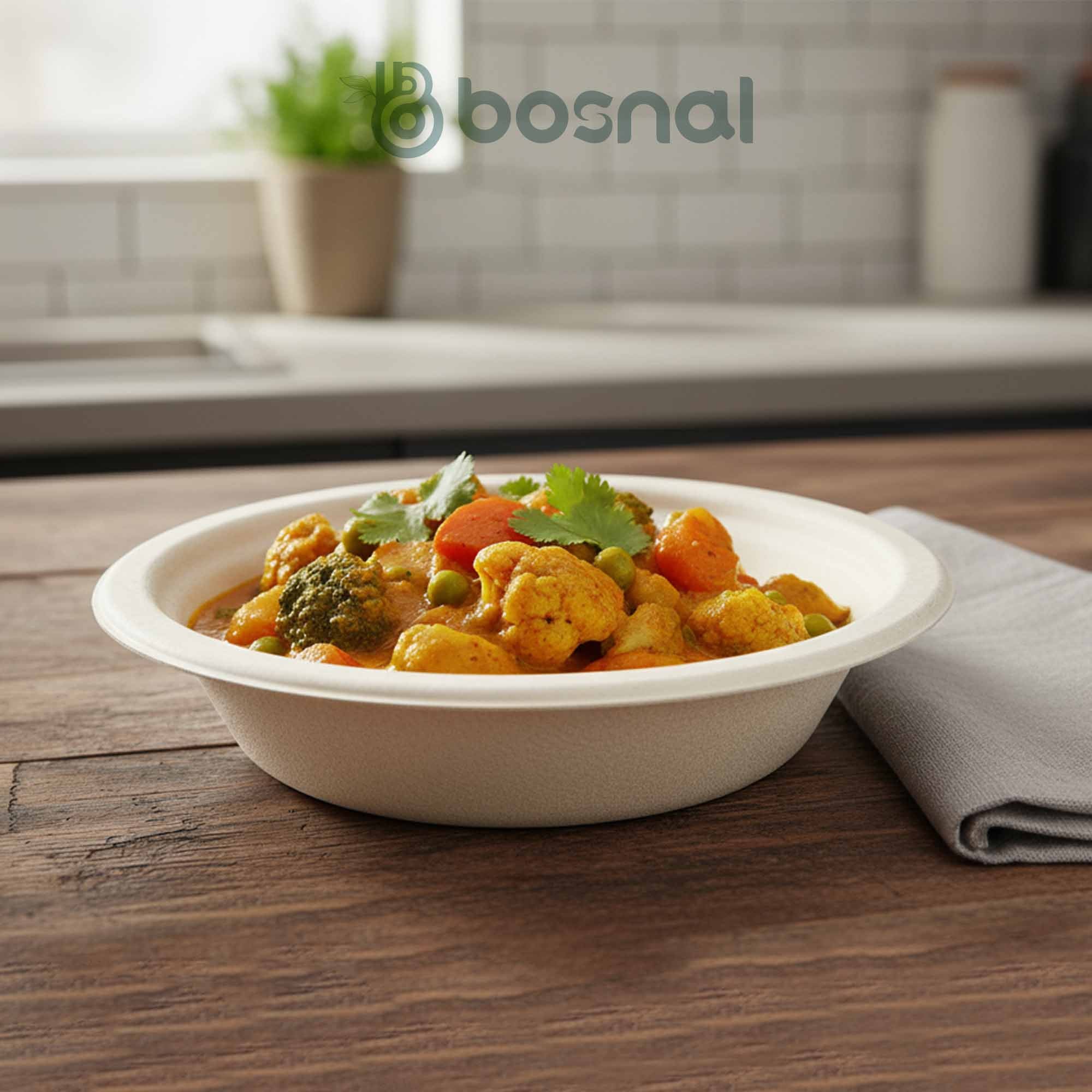 16 Oz Compostable Bowls, Sugarcane Bagasse Disposable Round Bowls, Biodegradable, Microwave Safe, BPA-Free