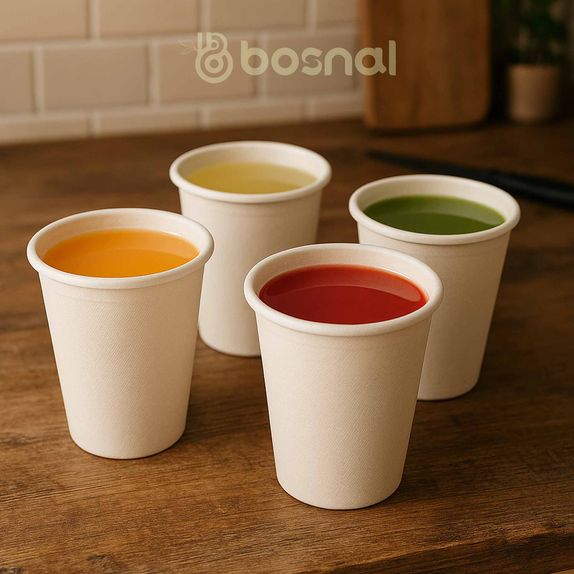 8 Oz Sugarcane Bagasse Compostable Cups with Lids, Eco-Friendly Disposable Cups, Leak-Resistant, Microwave Safe, BPA-Free