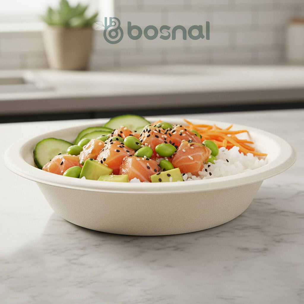 16 Oz Compostable Bowls, Sugarcane Bagasse Disposable Round Bowls, Biodegradable, Microwave Safe, BPA-Free