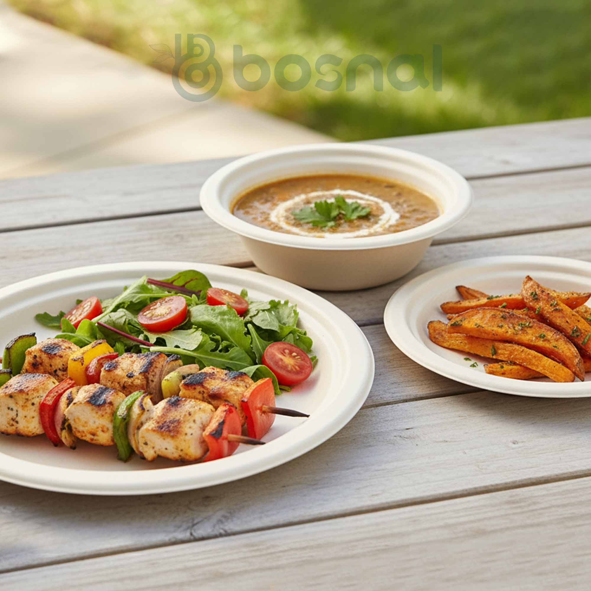 10 Inch & 7 Inch Round Plates with 16 oz Bowls, 100% Plant-Based Sugarcane Bagasse, Compostable, Microwave Safe Dinnerware