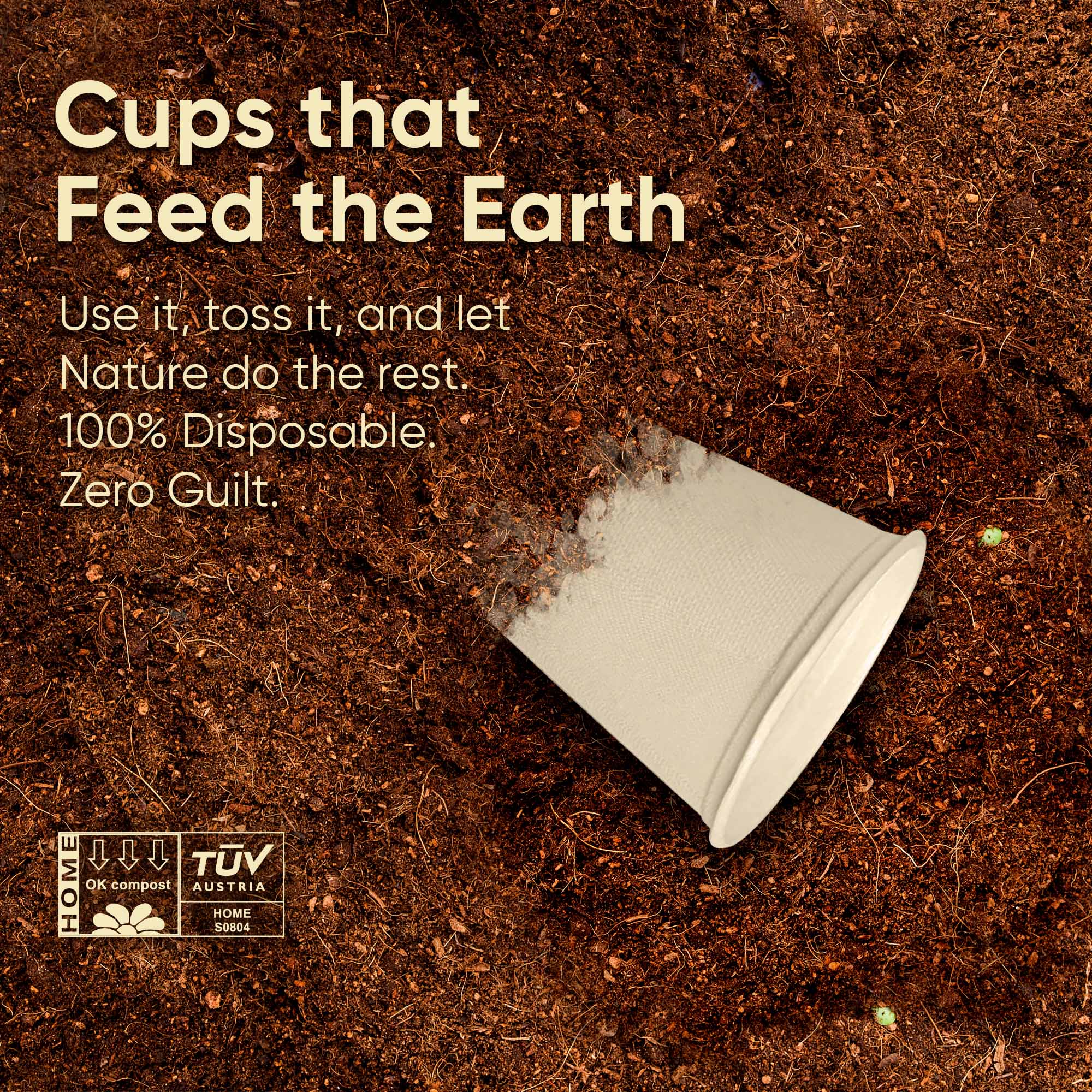 8 Oz Sugarcane Bagasse Compostable Cups with Lids, Eco-Friendly Disposable Cups, Leak-Resistant, Microwave Safe, BPA-Free