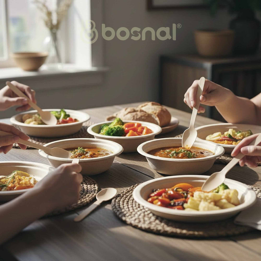 Bosnal – Wooden Disposable Cutlery Set, 6.5 inch, 100 Pcs, Birch Wood Spoons, Forks & Knives