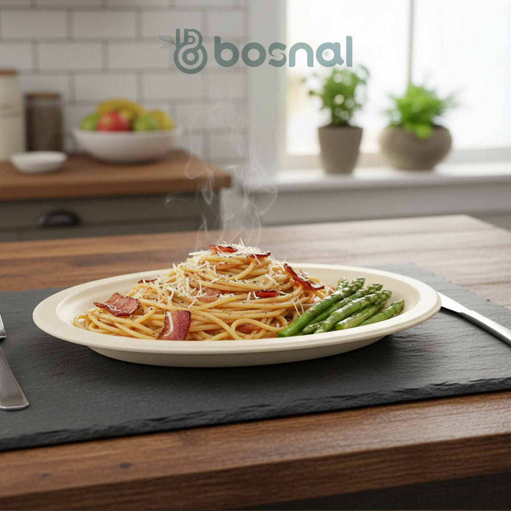 10 Inch Oval Bagasse Compostable Plates, Eco-Friendly Biodegradable Sugarcane Tableware, Durable for Parties & Everyday Use