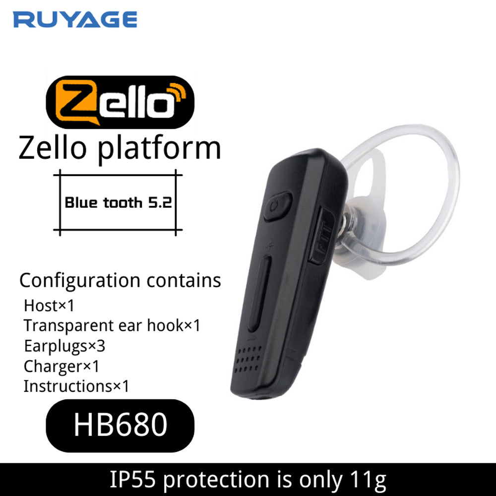 RUYAGE HB680 Bluetooth PTT Earpiece for Zello Radios