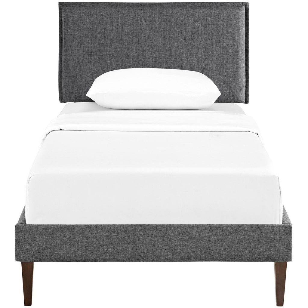 Camille Fabric Twin Platform Bed with Squared Tapered Legs by Modway