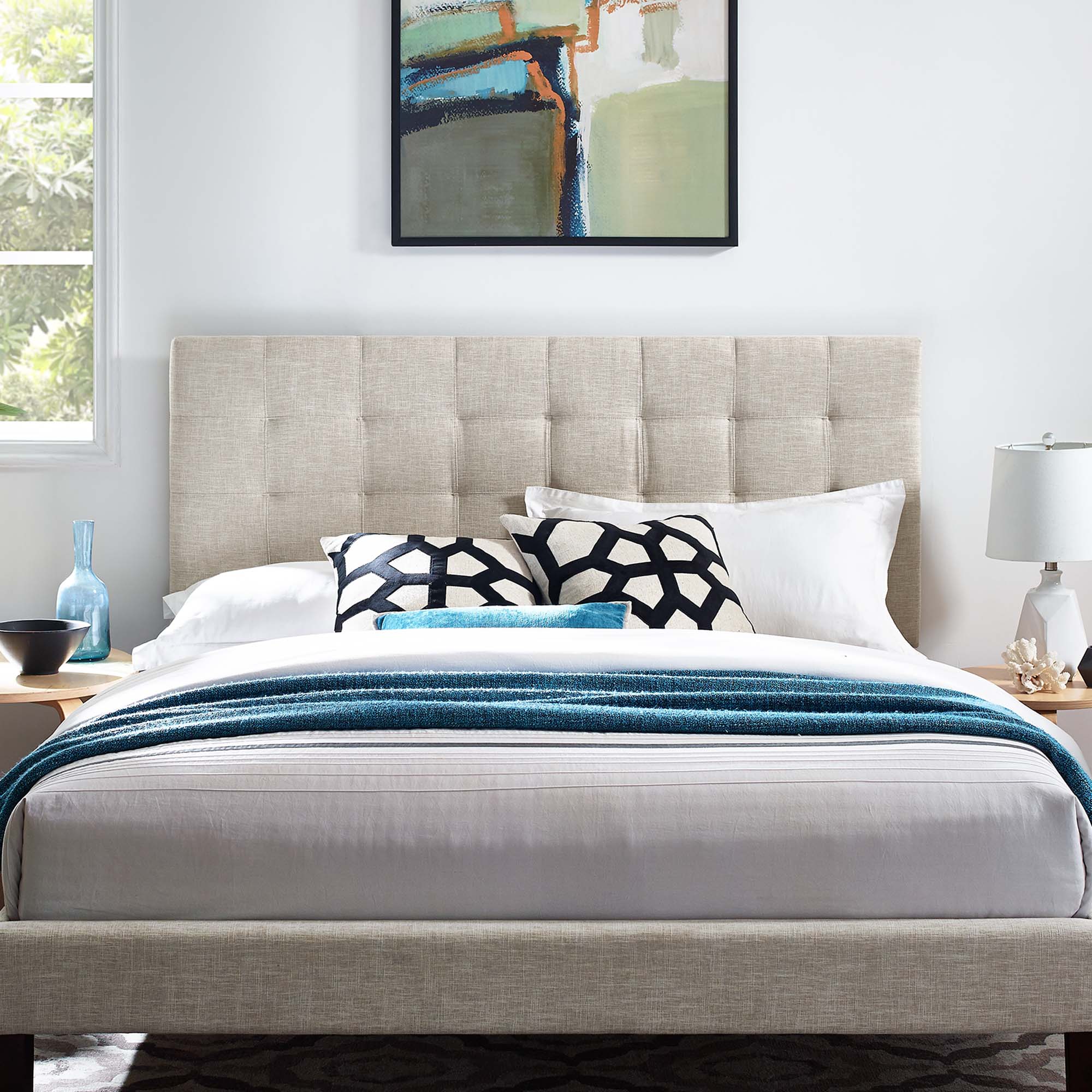 Paisley Tufted Upholstered Linen King and California King Headboard